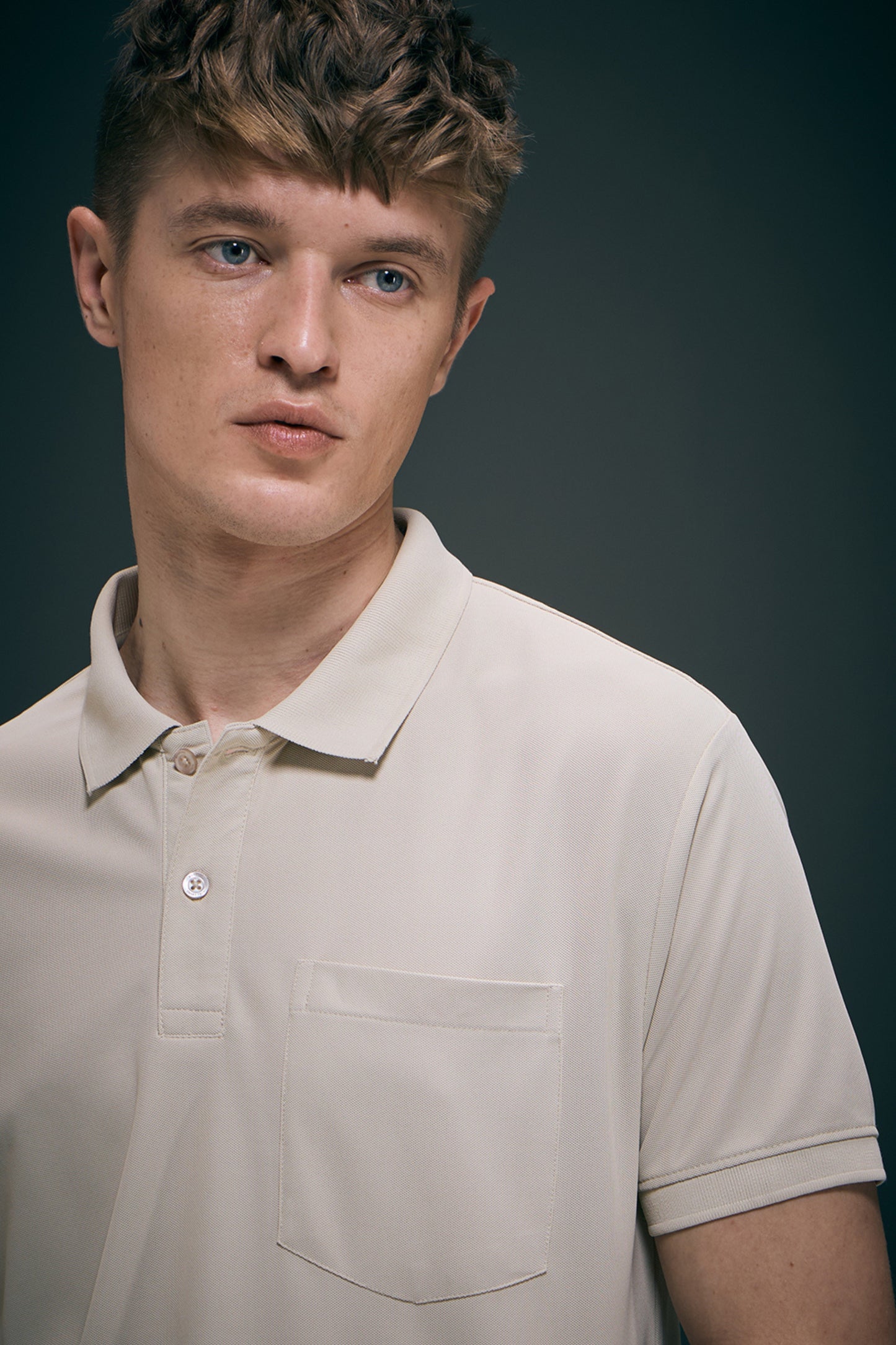 Soft Beige Smart Tech Pocket + Polo T-shirts Maxzone Clothing
