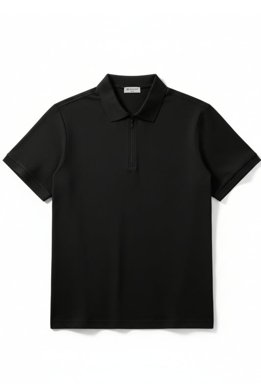 Black - Stitchless Zip Polo T-shirt