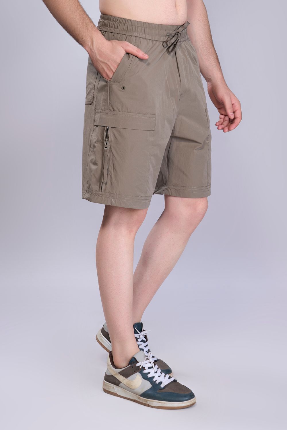 Olive - Cargo Zip Pocket Shorts
