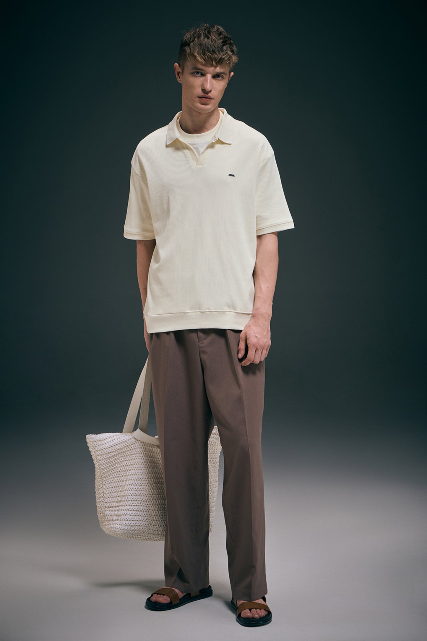 Old Money Knit Polo - Powder White Polo T-SHIRT Maxzone Clothing