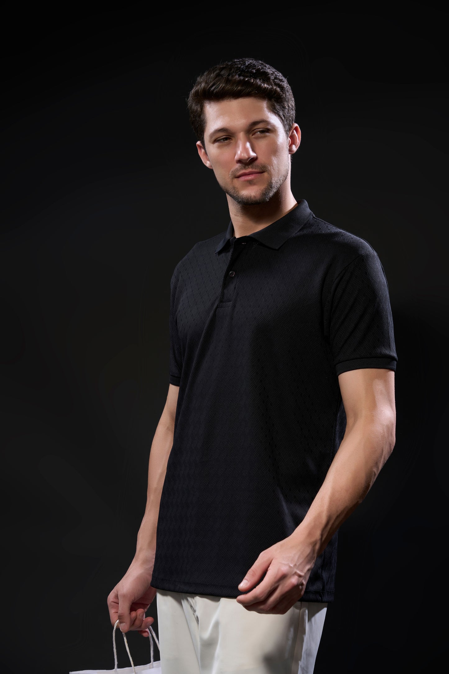 Black - Structure Knit Smart Tech Polo