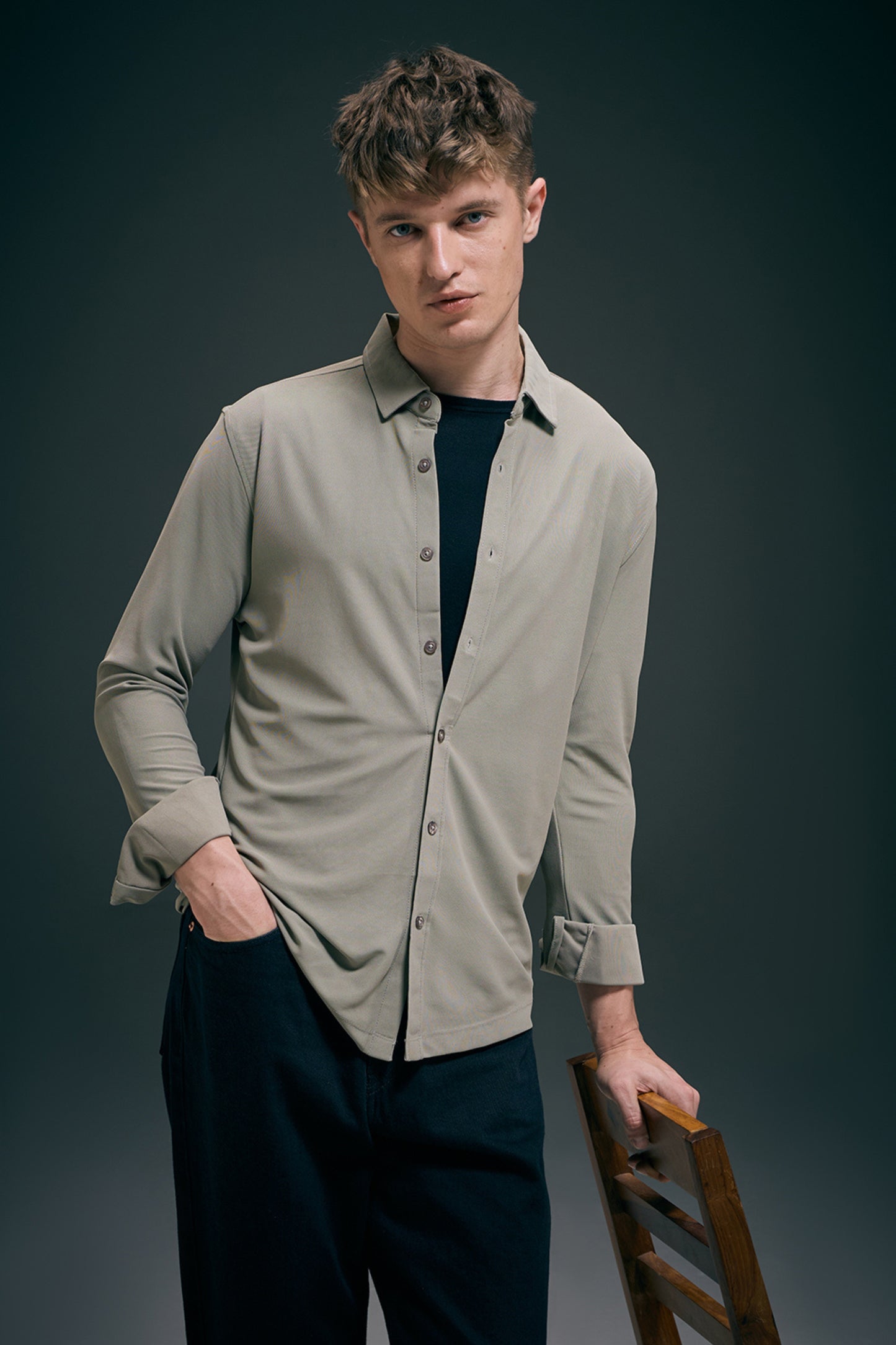 Olive Smart Tech Full Sleeve Shirt Full Sleeve Shirt Maxzone Clothing