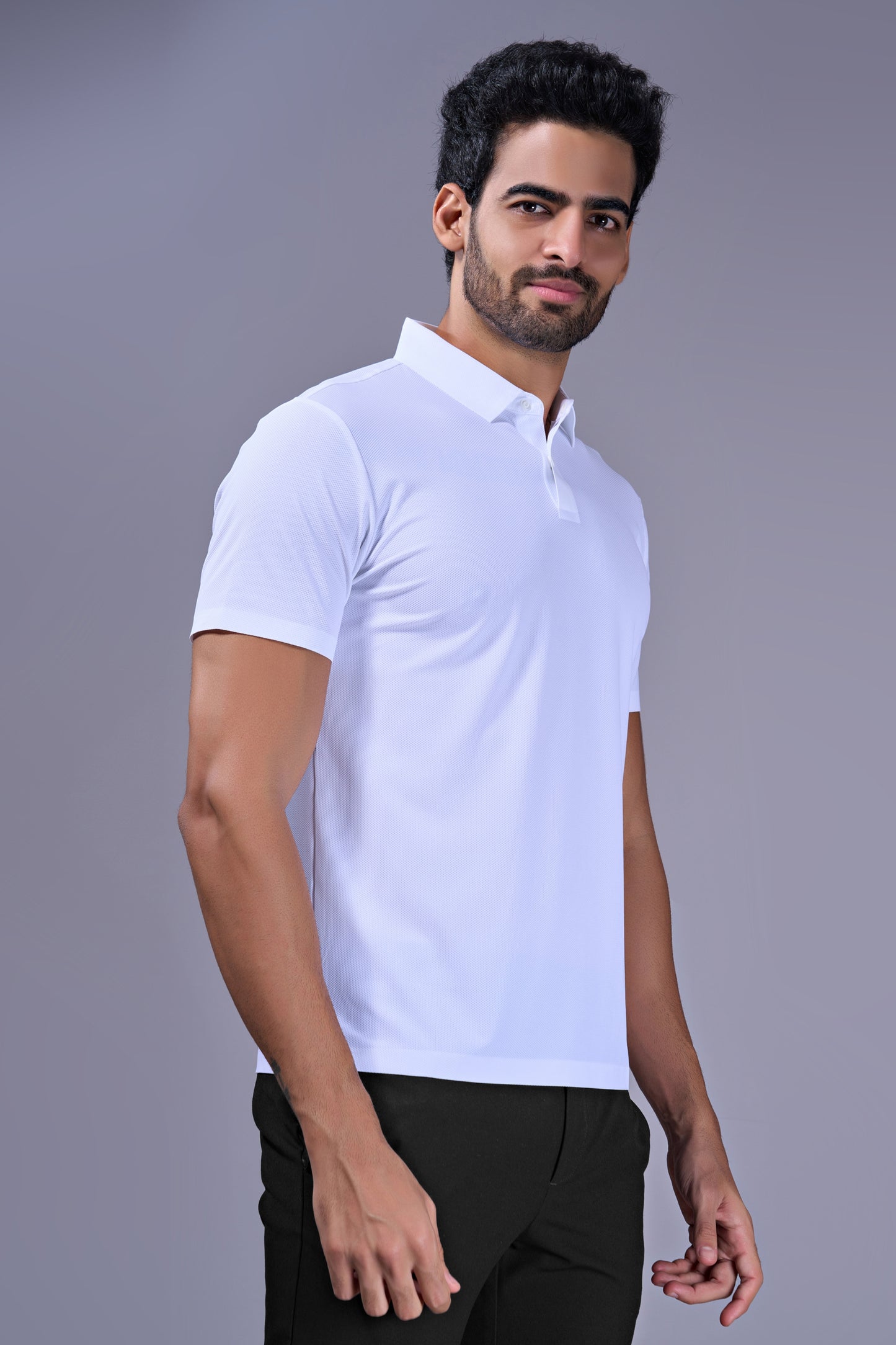 White - 2 Button Stitchless Polo