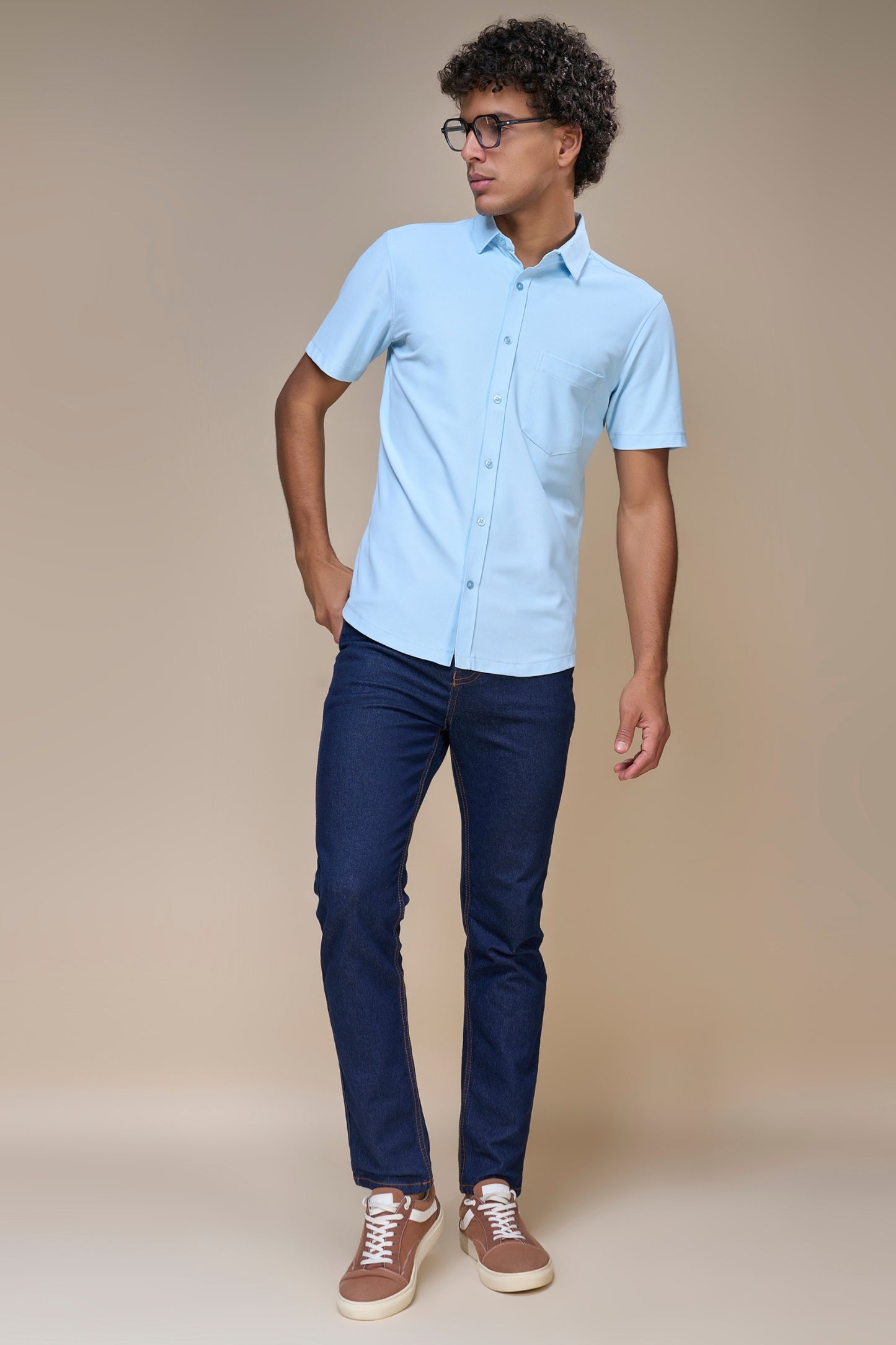 Powder Blue - Smart Tech Pocket Shirt Maxzone Clothing