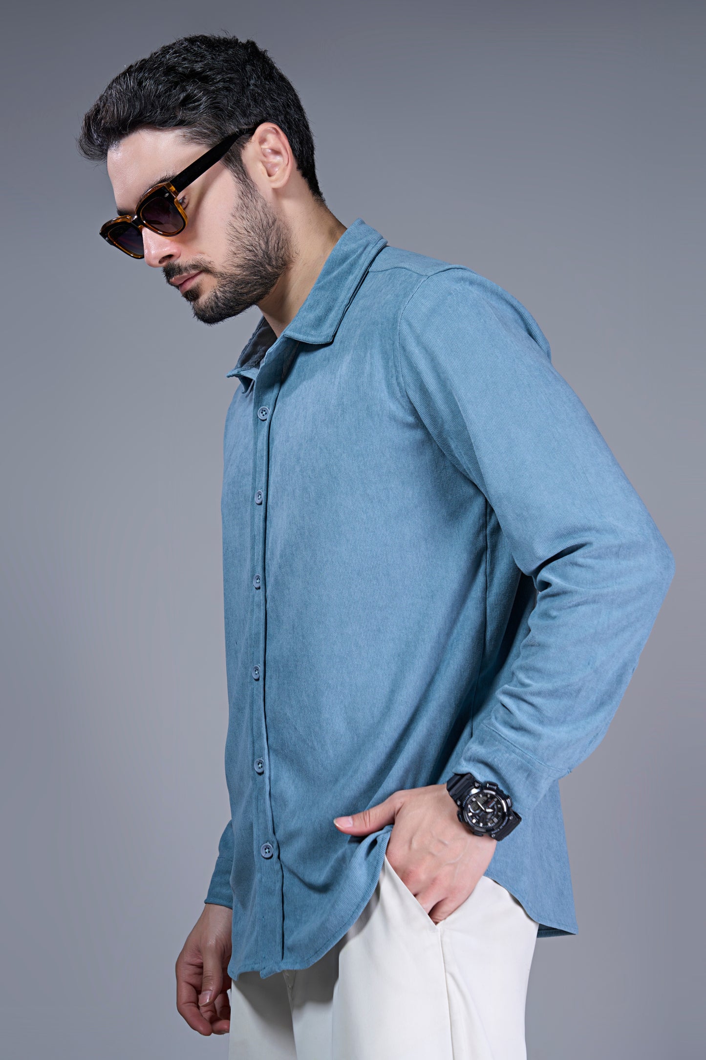 Powder Blue - Corduroy Shirt
