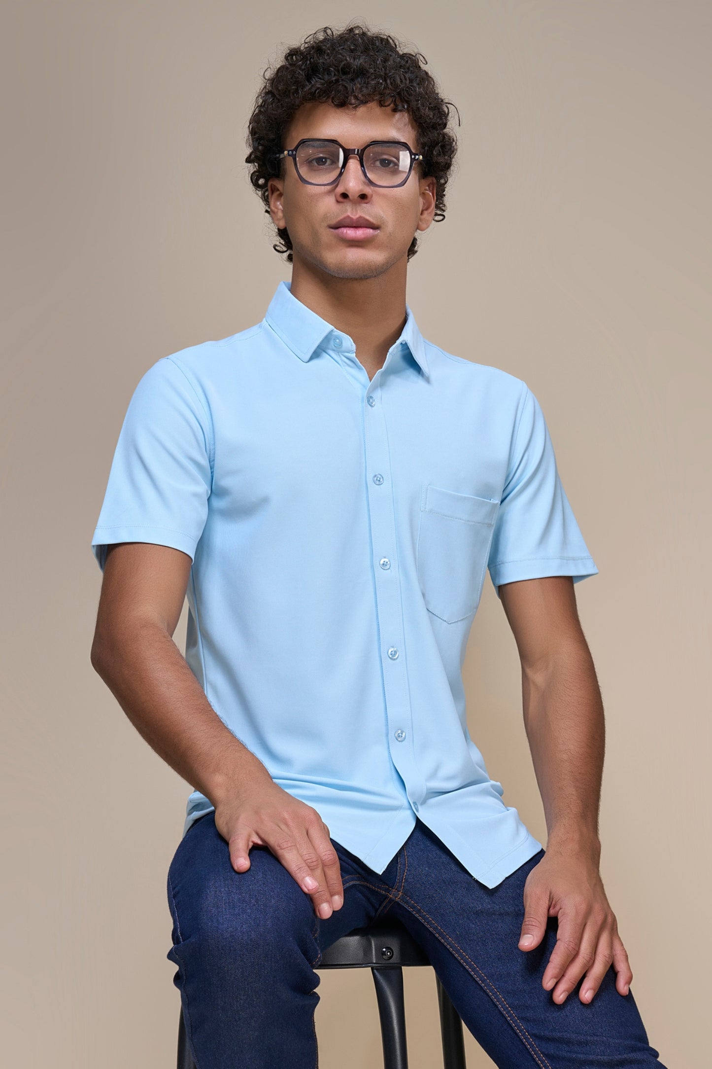 Powder Blue - Smart Tech Pocket Shirt Maxzone Clothing