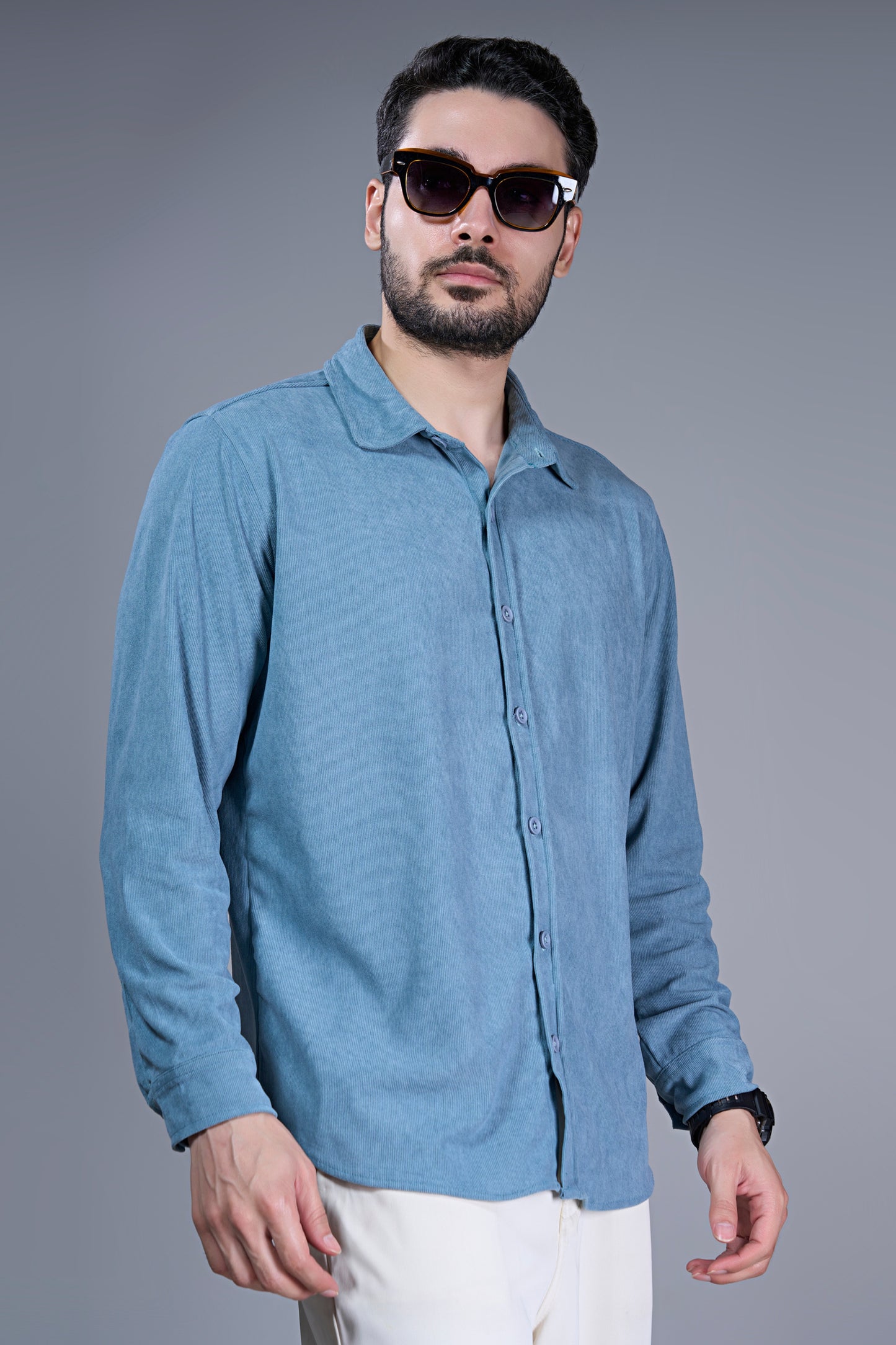 Powder Blue - Corduroy Shirt