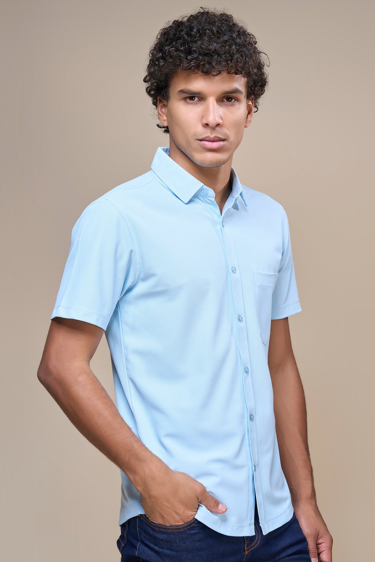 Powder Blue - Smart Tech Pocket Shirt Maxzone Clothing M