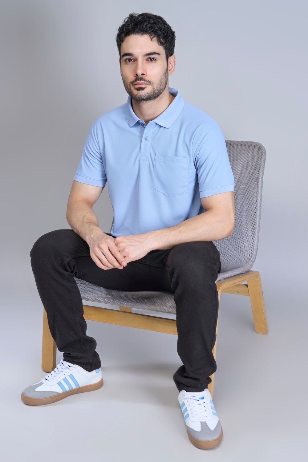 Light Blue Smart Tech Pocket + Polo T-shirts Maxzone Clothing