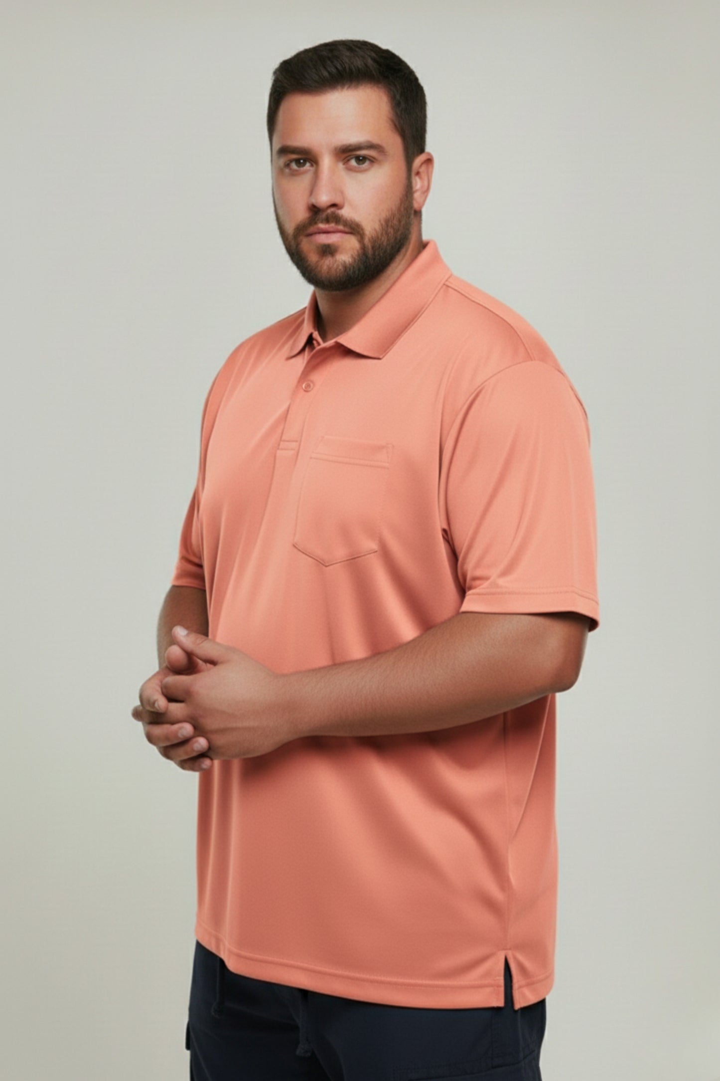 Light Pink - Smart Tech Pocket Polo Plus Size