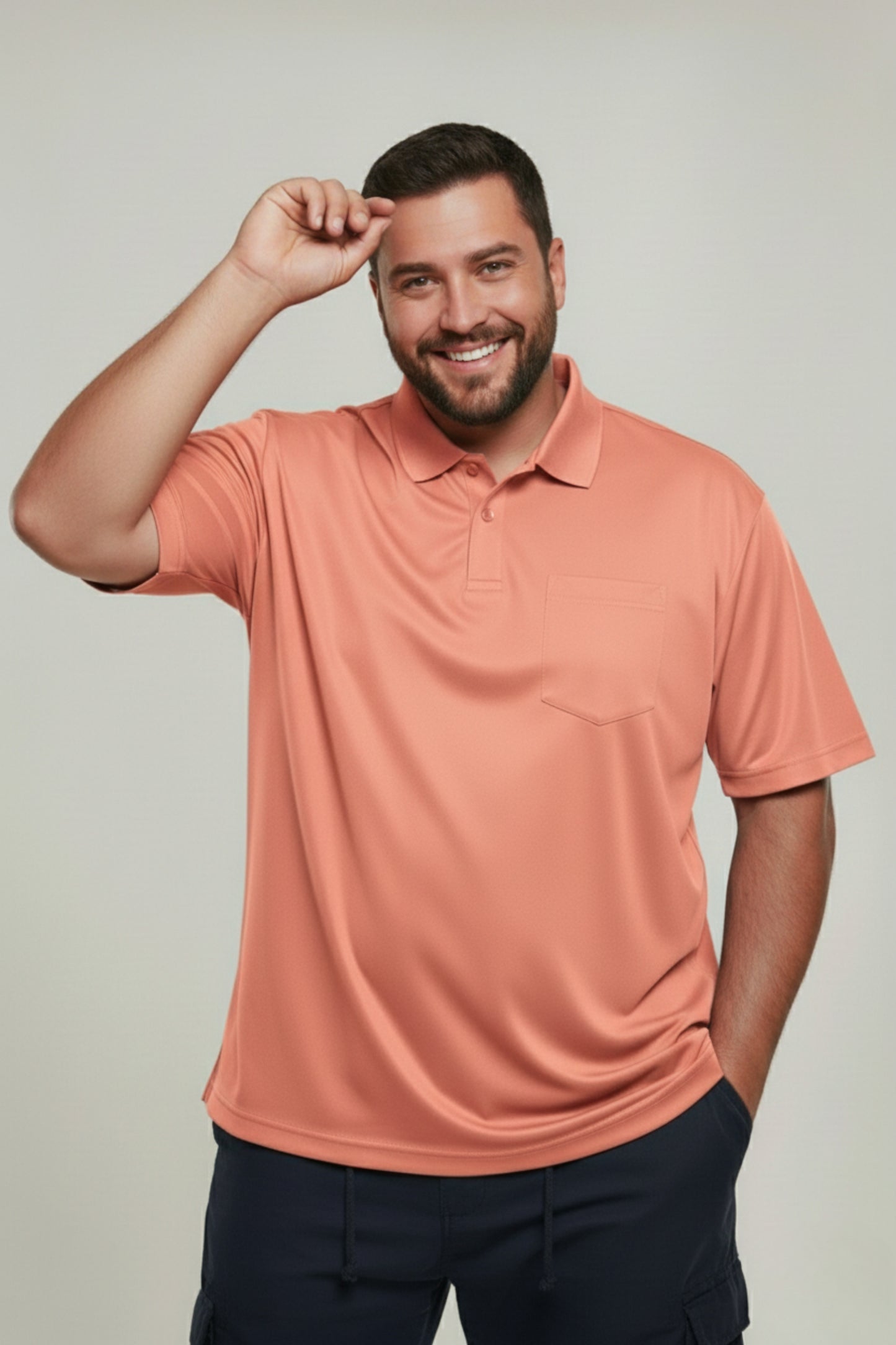 Light Pink - Smart Tech Pocket Polo Plus Size