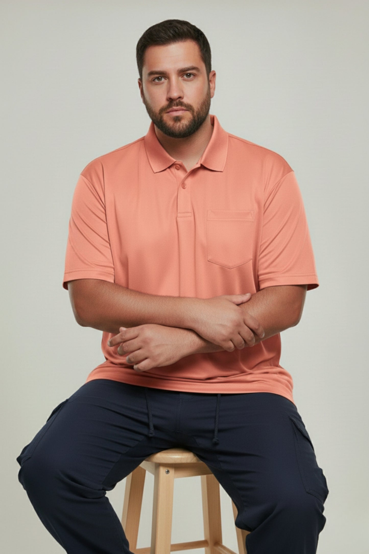 Light Pink - Smart Tech Pocket Polo Plus Size