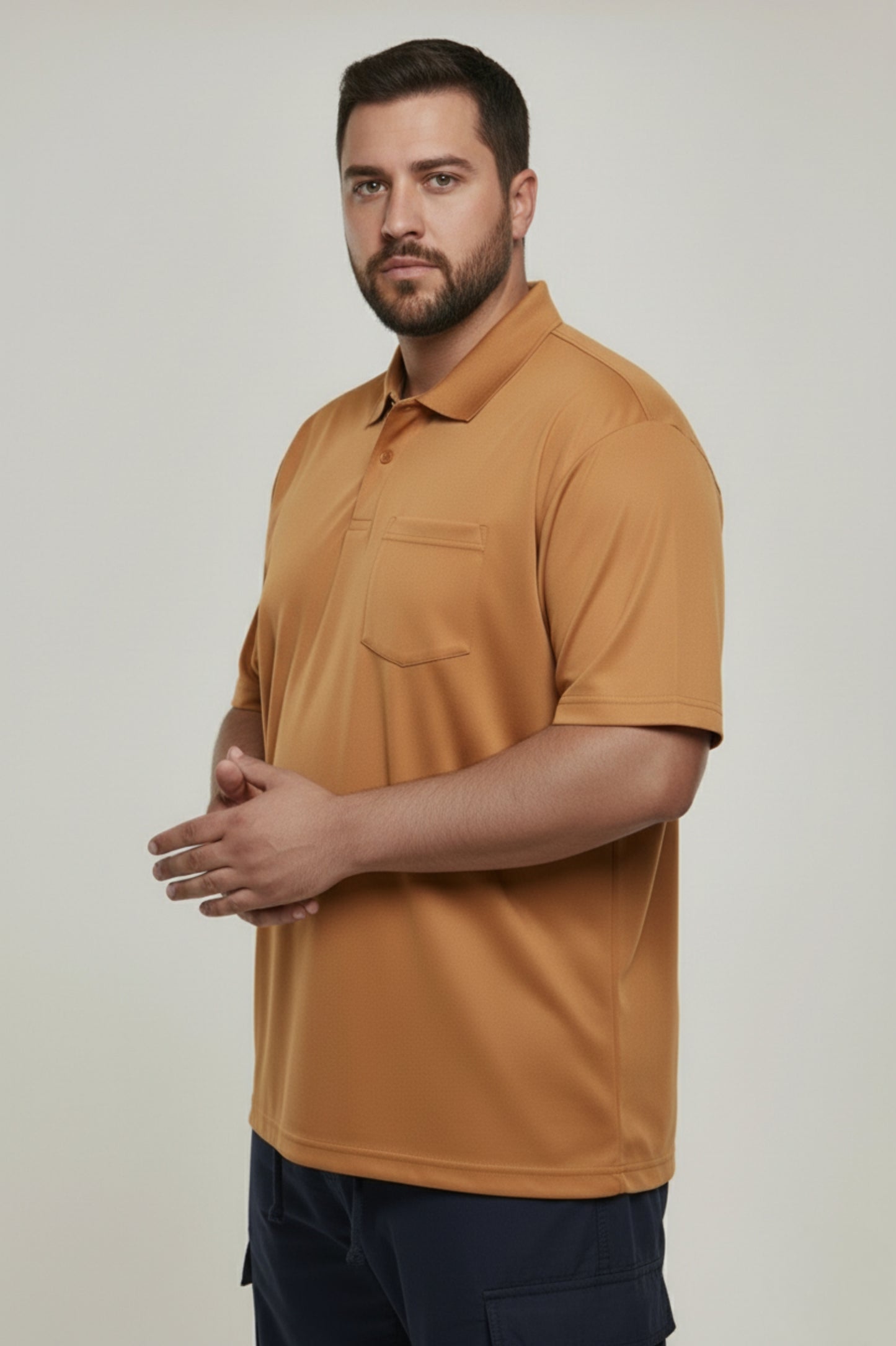 Caramel - Smart Tech Pocket Polo Plus Size