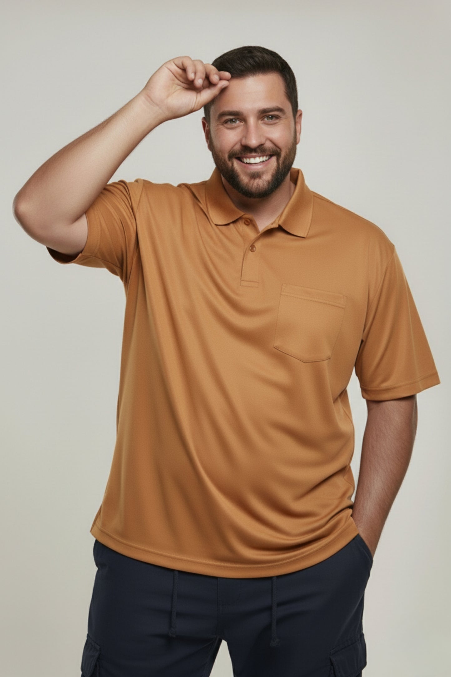 Caramel - Smart Tech Pocket Polo Plus Size