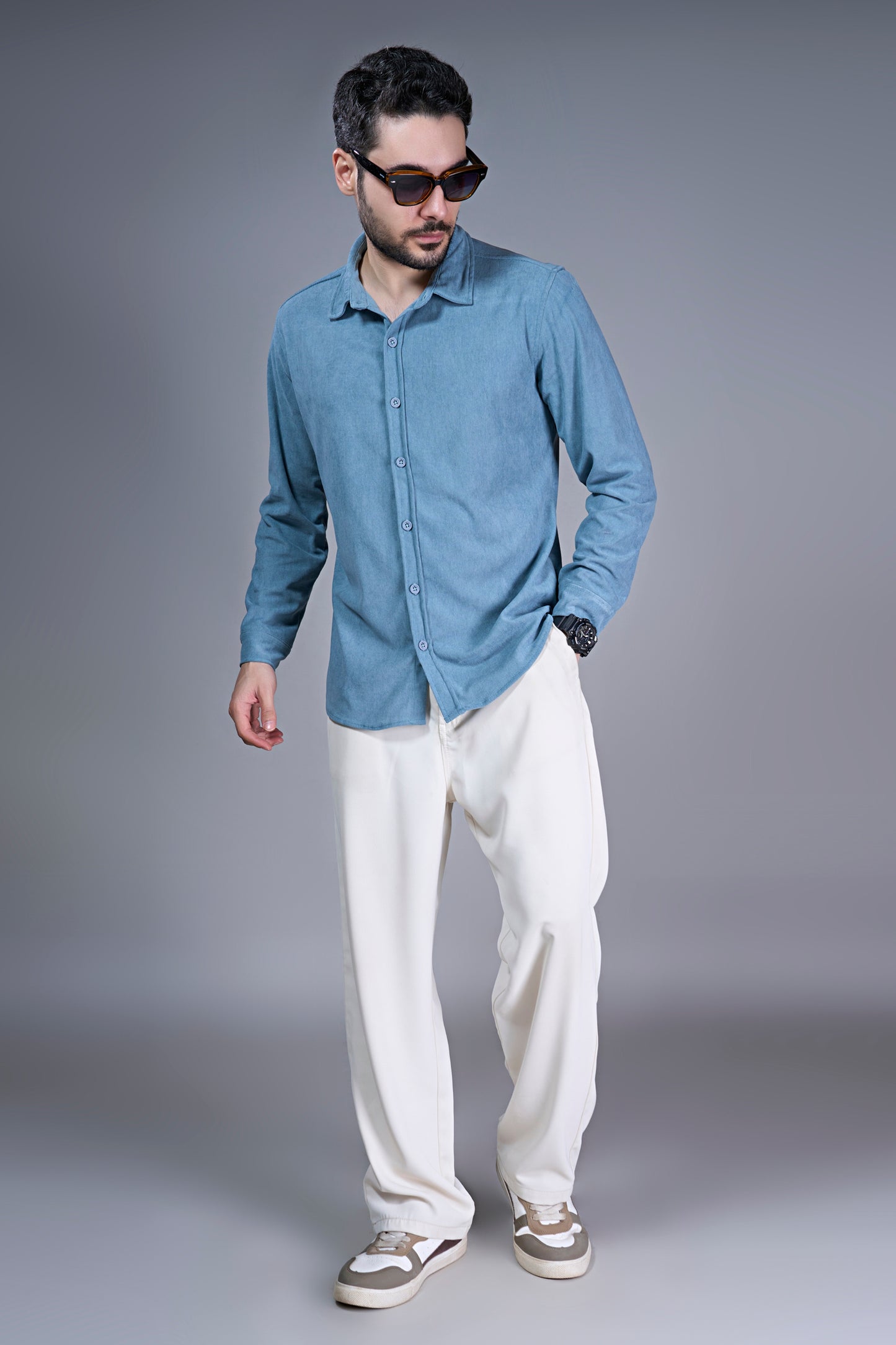 Powder Blue - Corduroy Shirt