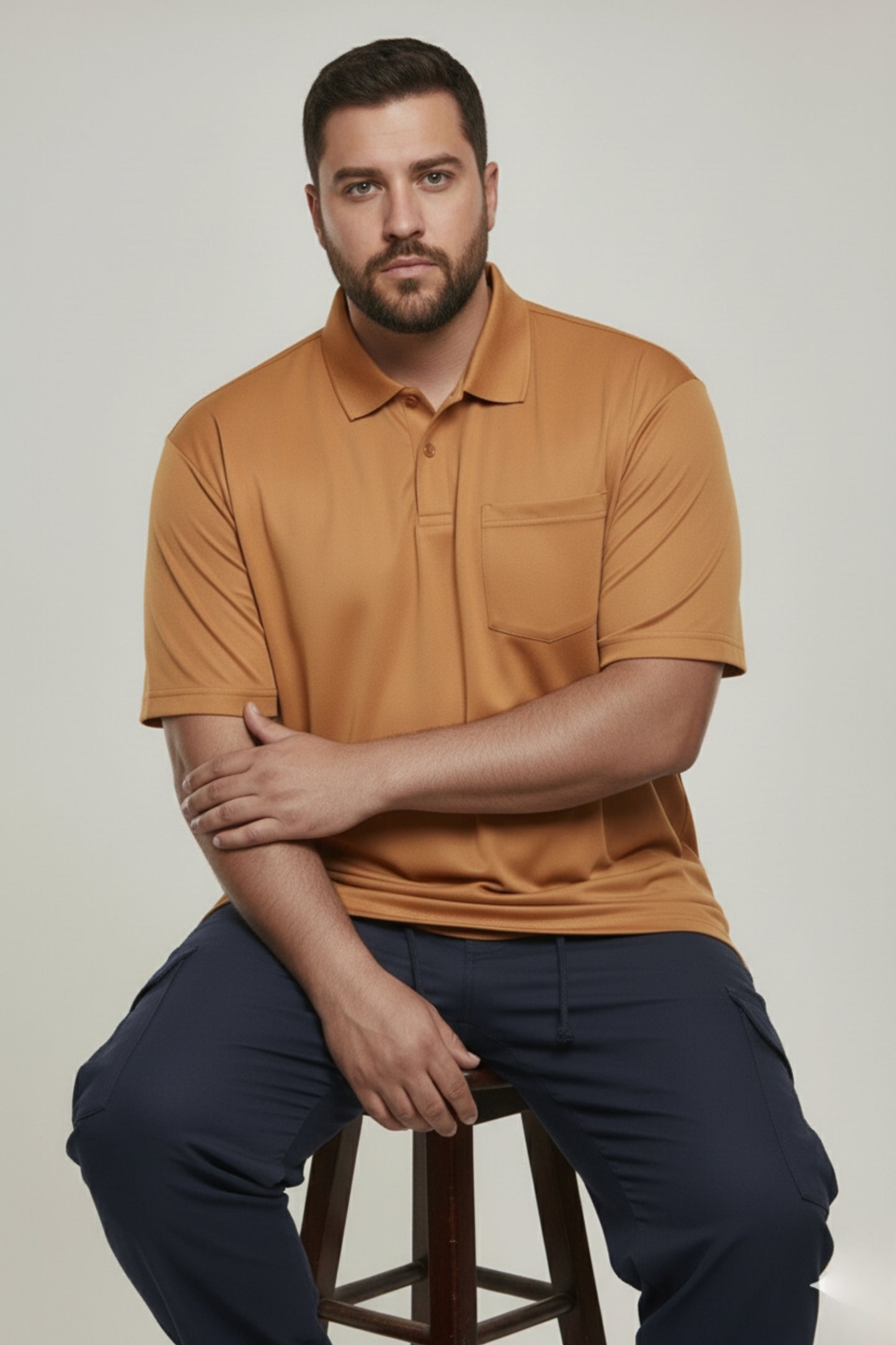Caramel - Smart Tech Pocket Polo Plus Size
