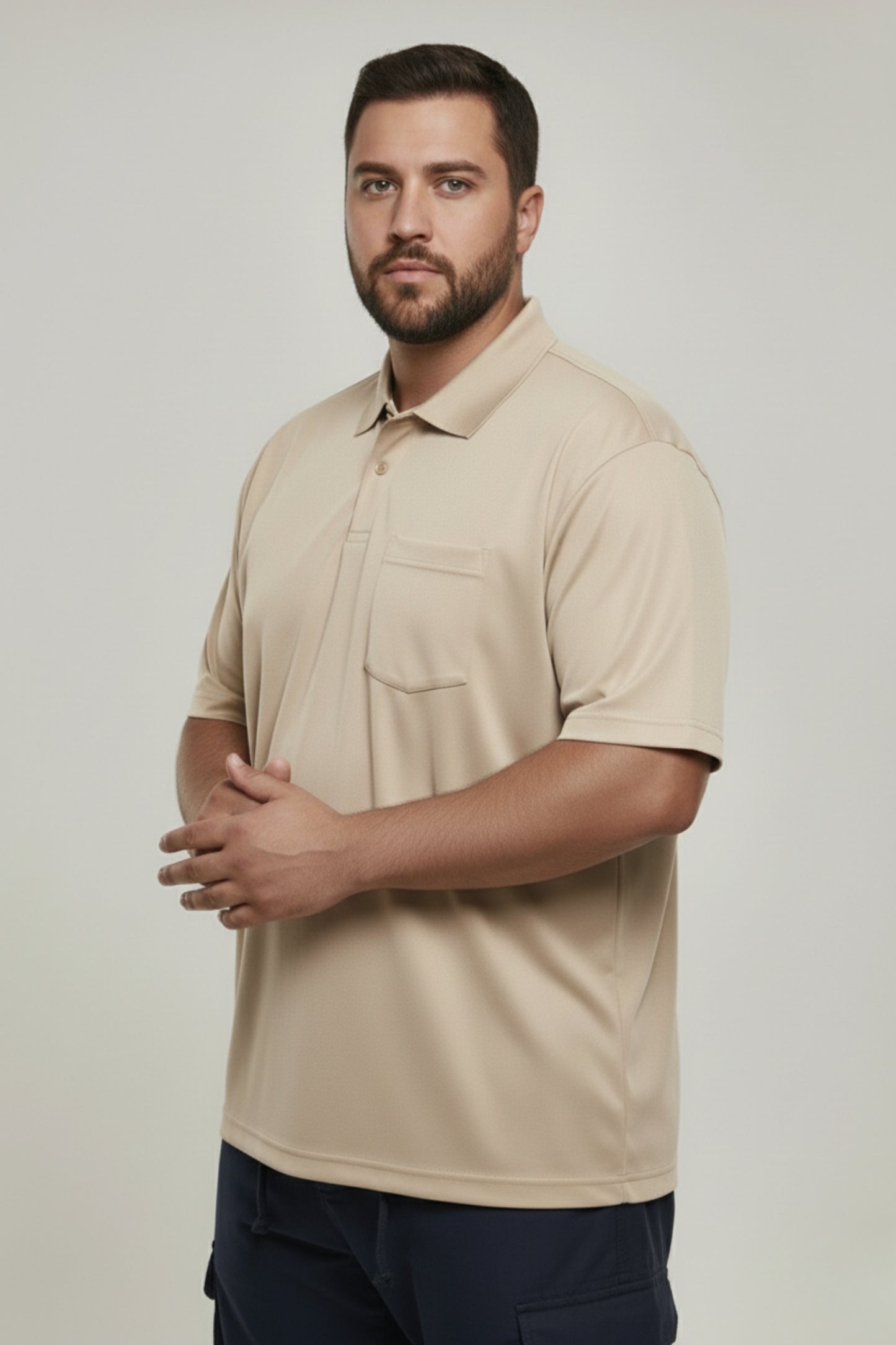 Soft Beige - Smart Tech Pocket Polo Plus Size