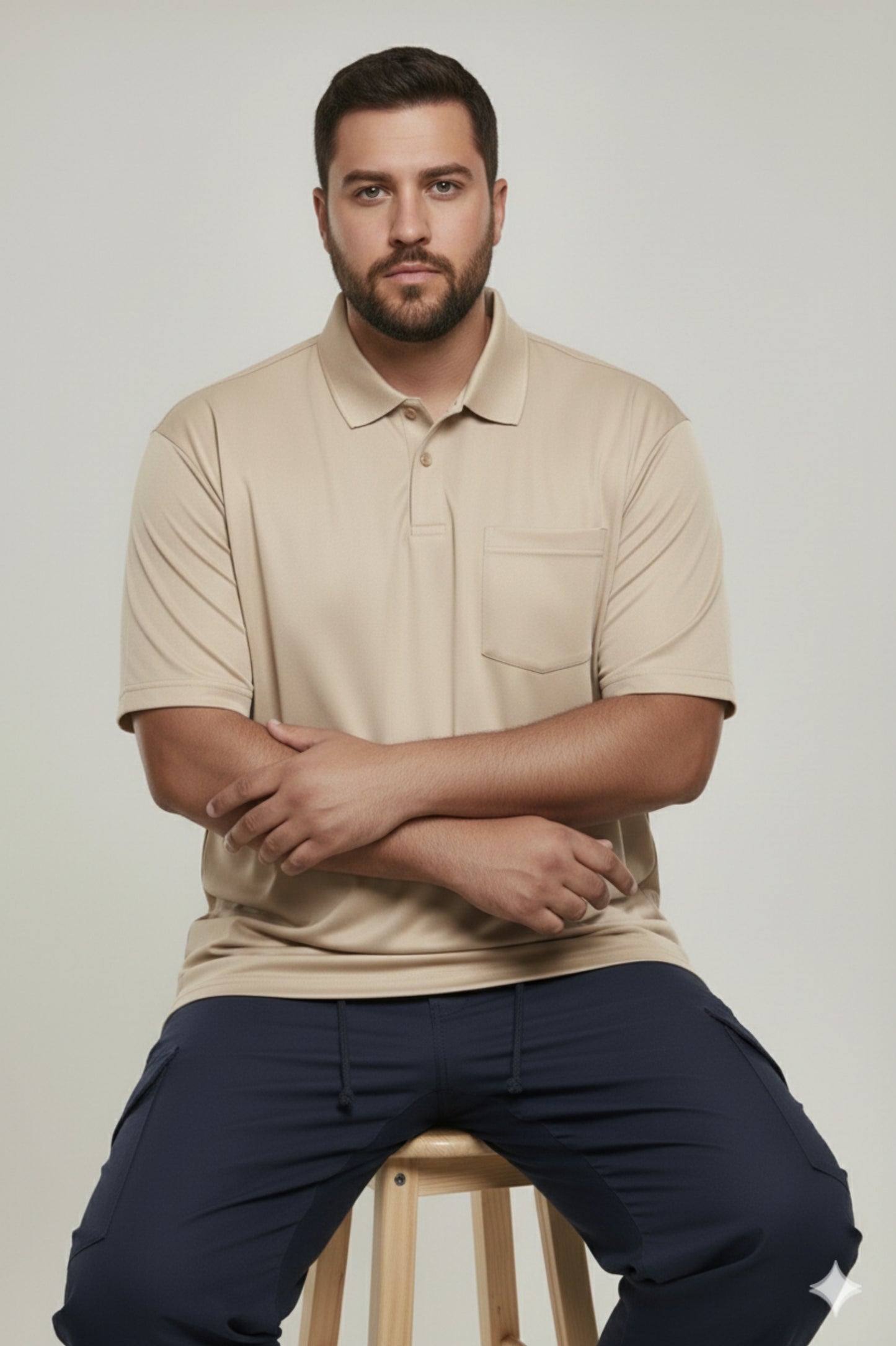 Soft Beige - Smart Tech Pocket Polo Plus Size