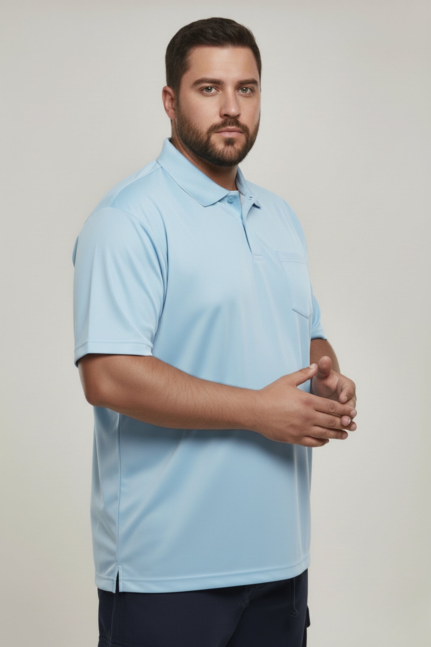 Sky Blue - Smart Tech Pocket Polo Plus Size