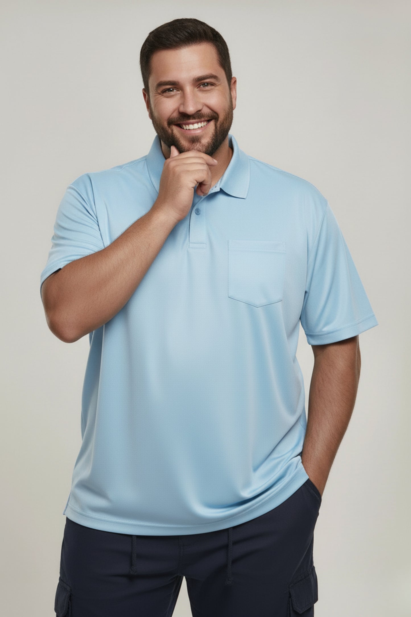 Sky Blue - Smart Tech Pocket Polo Plus Size