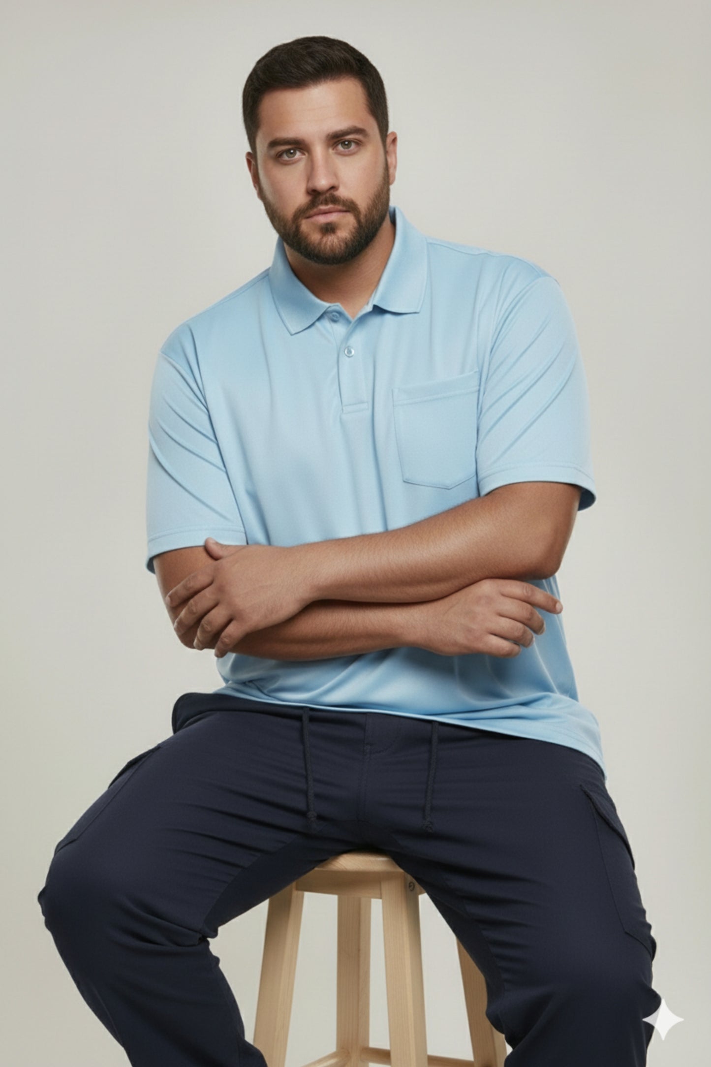 Sky Blue - Smart Tech Pocket Polo Plus Size