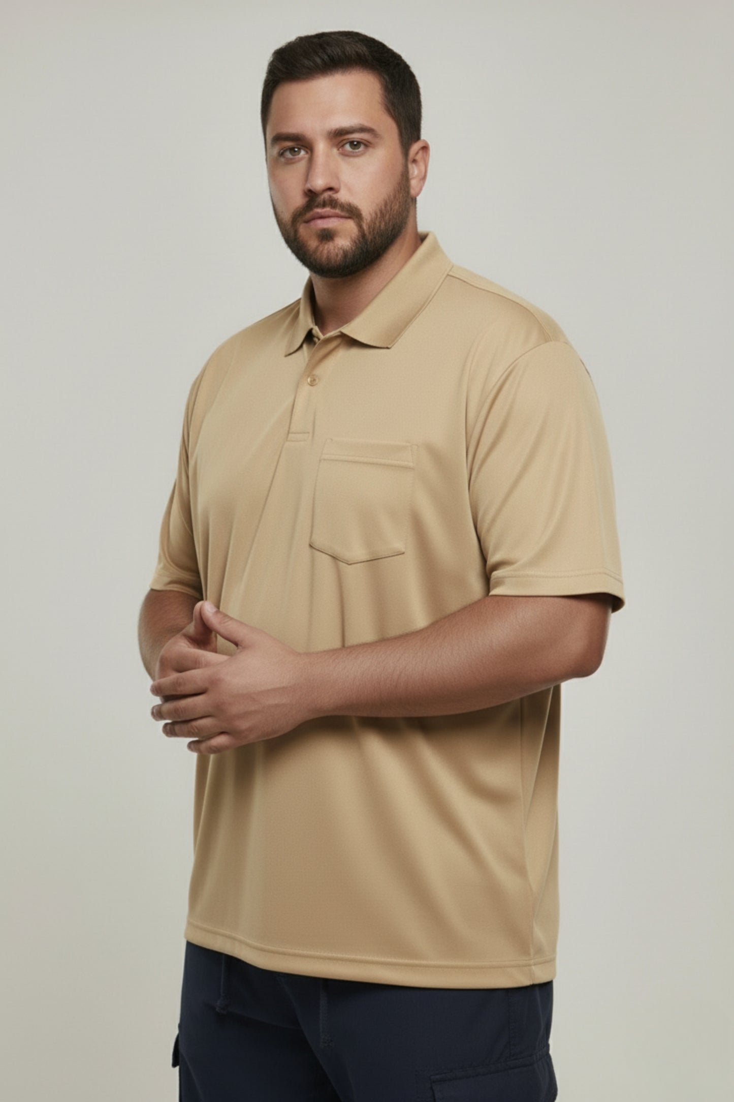 Light Yellow - Smart Tech Pocket Polo Plus Size