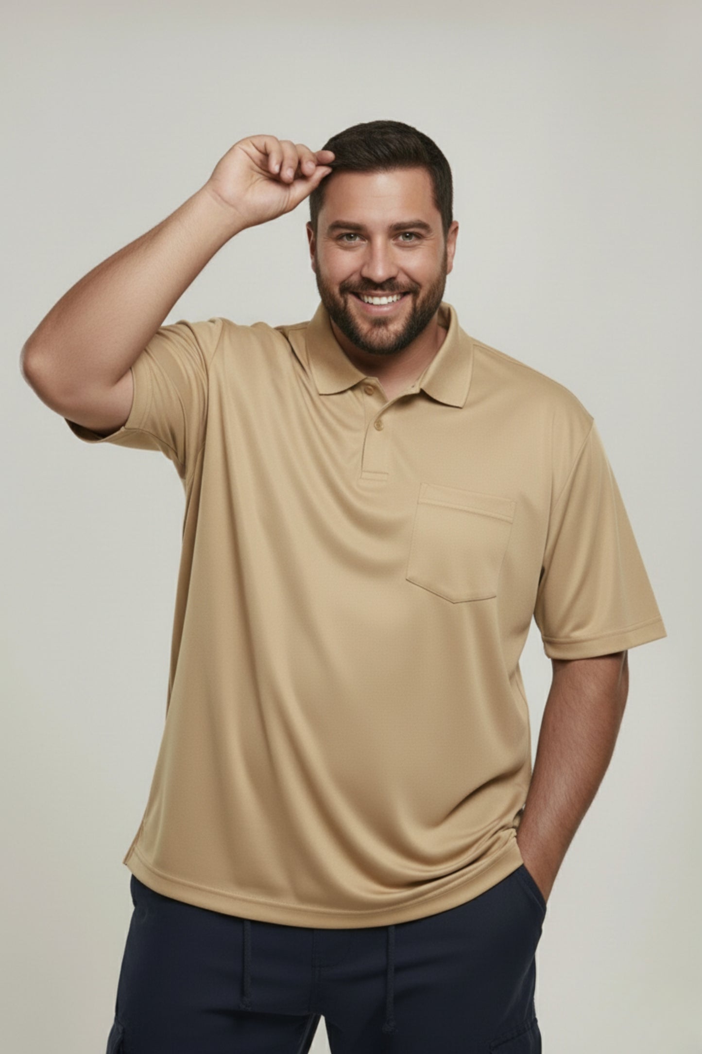 Light Yellow - Smart Tech Pocket Polo Plus Size