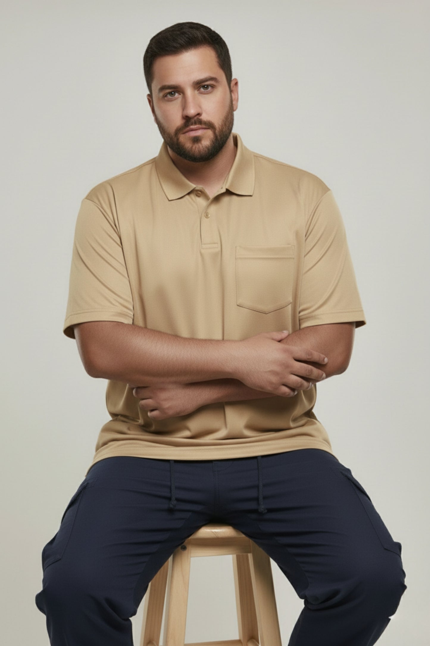 Light Yellow - Smart Tech Pocket Polo Plus Size