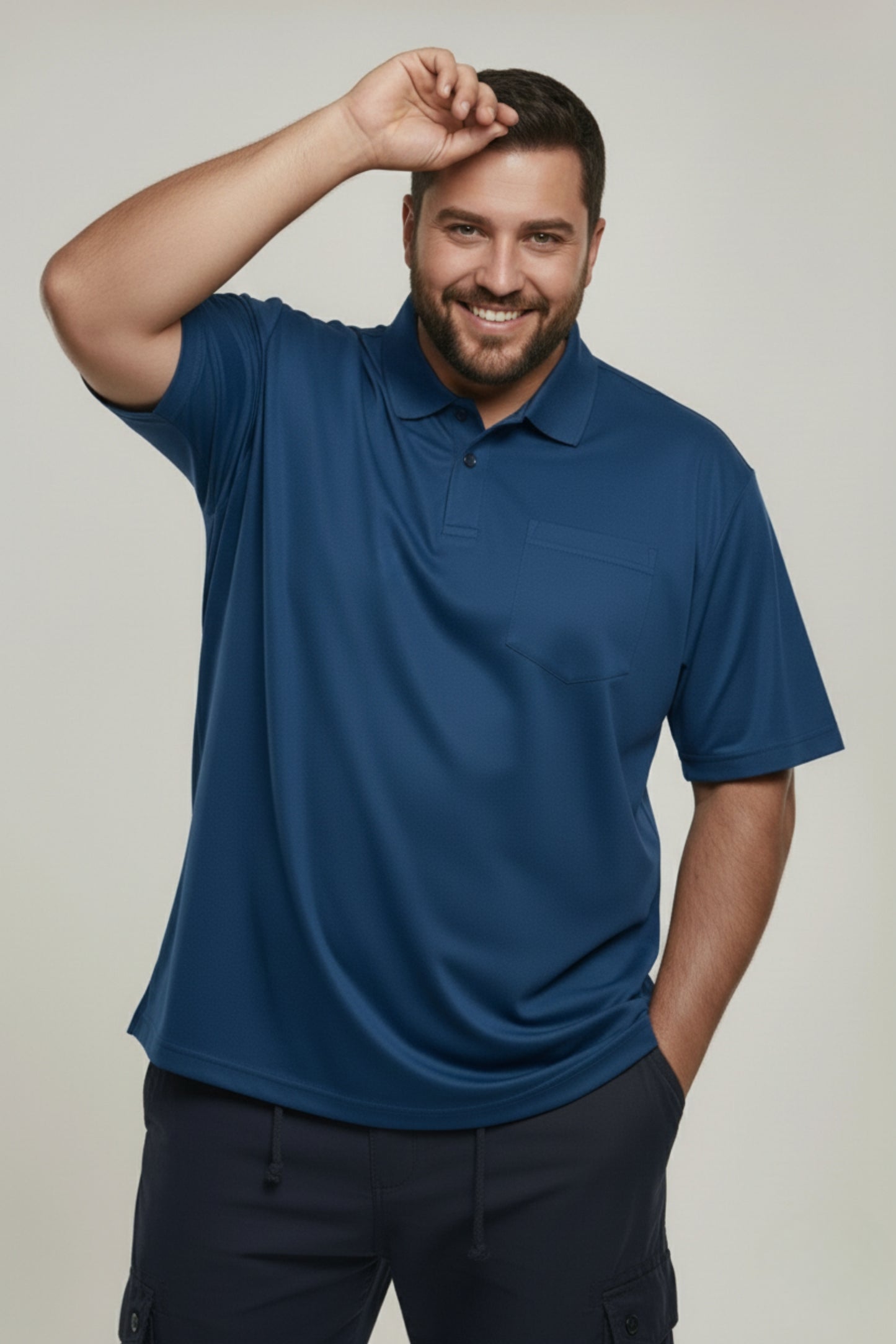 Teal Navy - Smart Tech Pocket Polo Plus Size