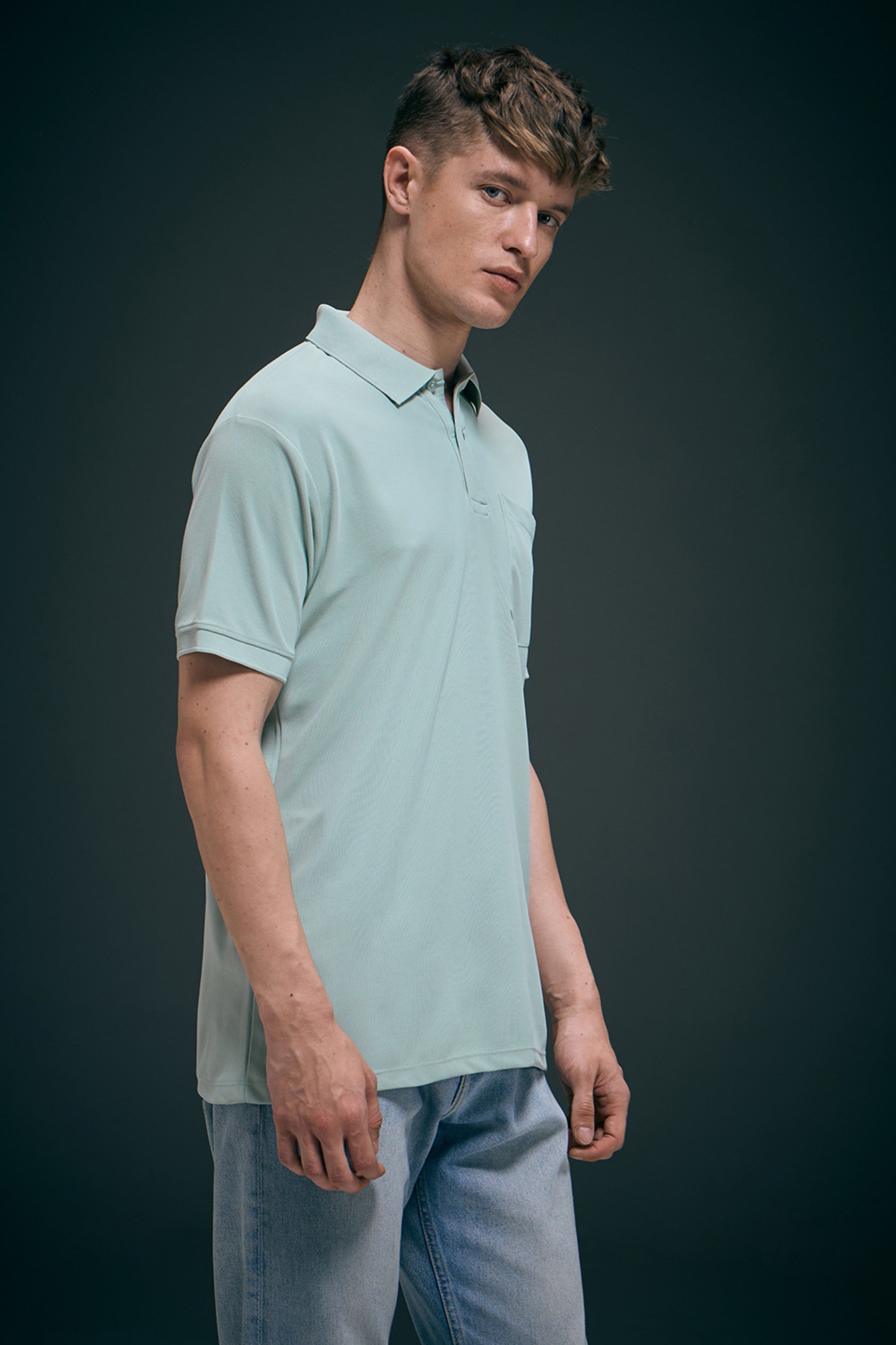 Sky Blue Smart Tech Pocket + Polo T-shirts Maxzone Clothing