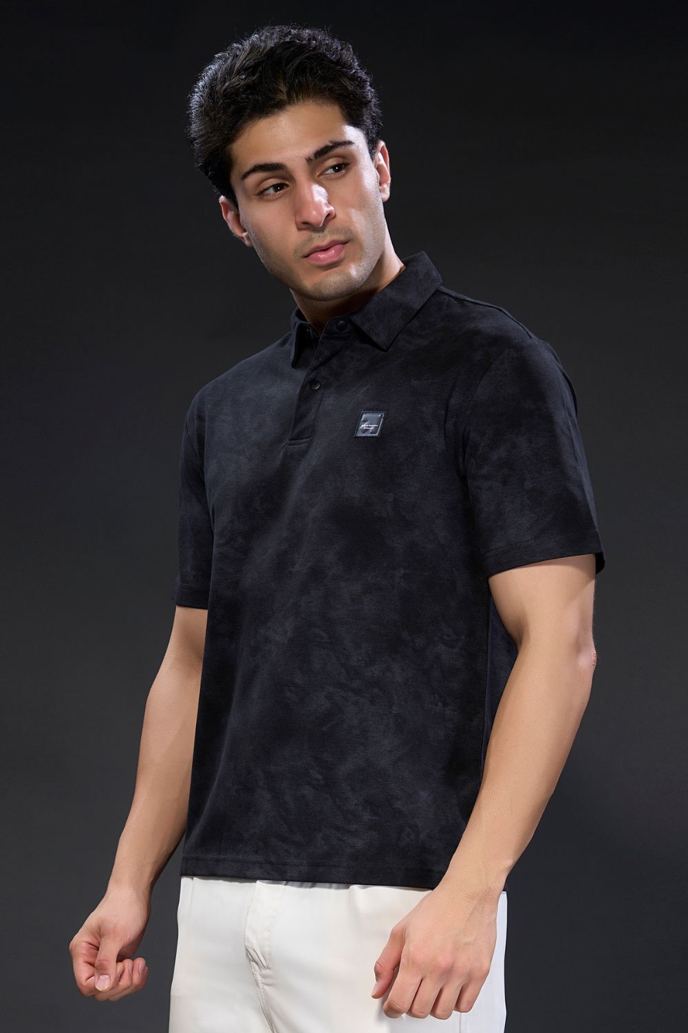 Black Plain - All Over Print Old Money Knit Polo