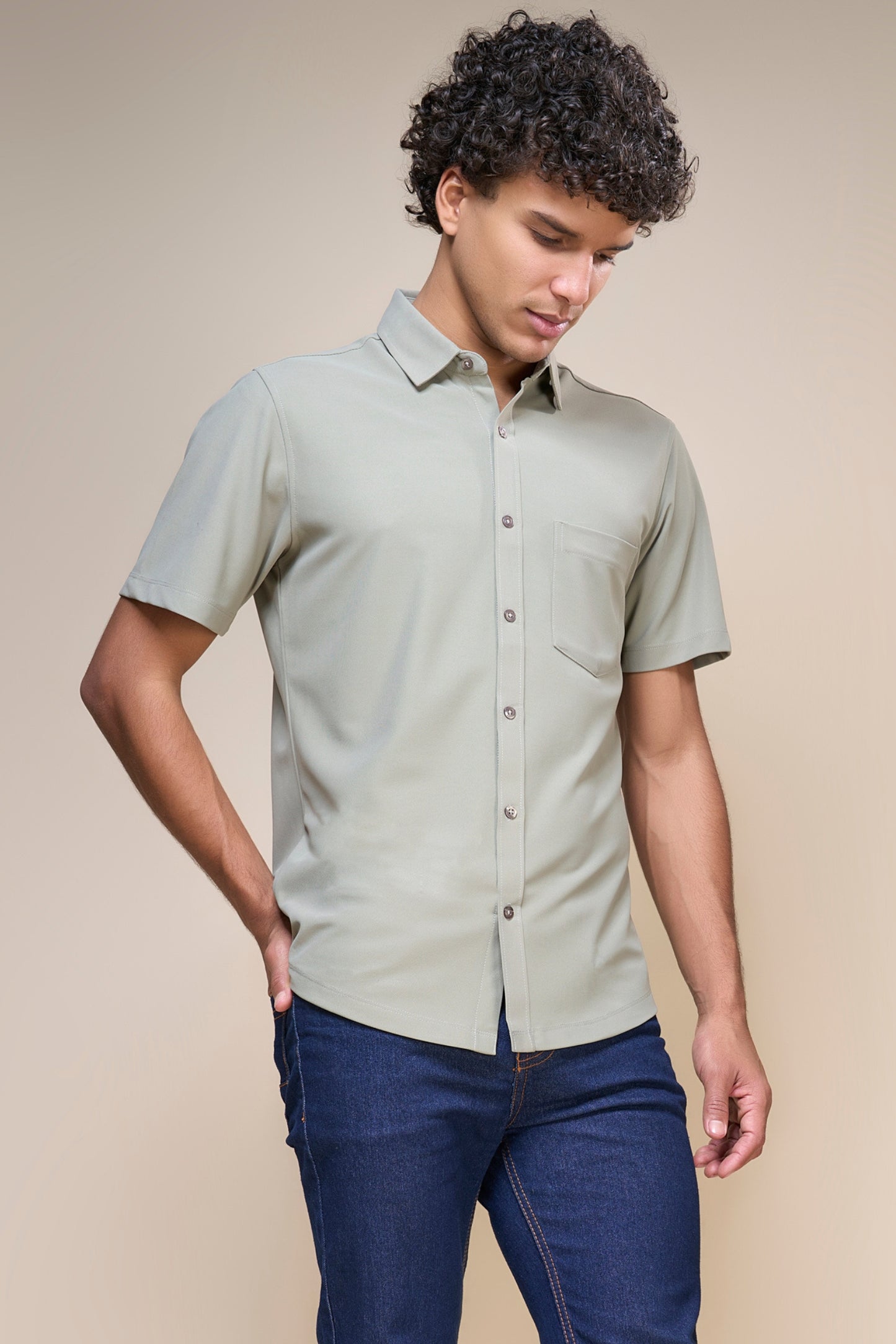 Olive - Smart Tech Pocket Shirt Maxzone Clothing M