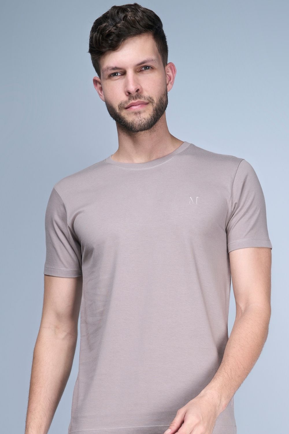 Coin grey colored, solid t shirt for men.