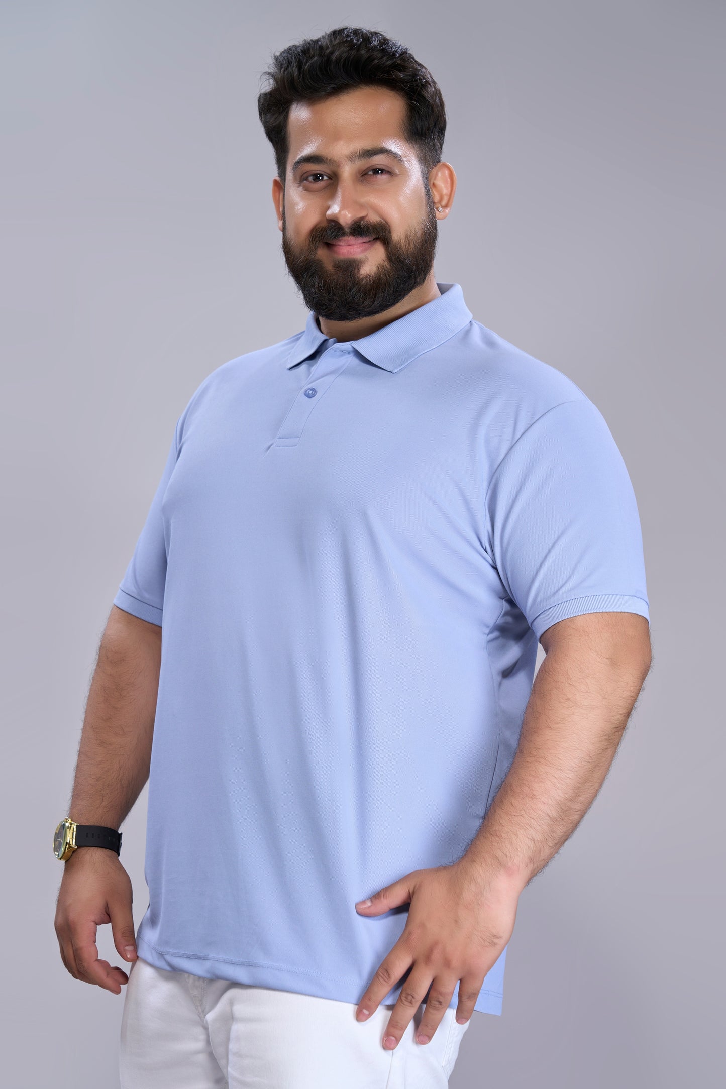Ice Blue - Smart Tech Polo Plus Size