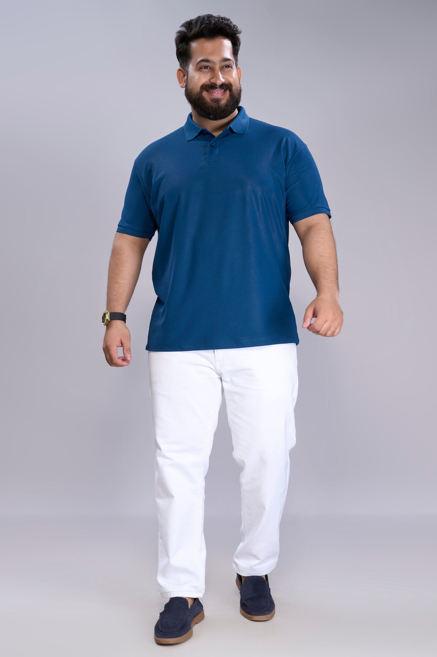 Teal Navy - Smart Tech Polo Plus Size
