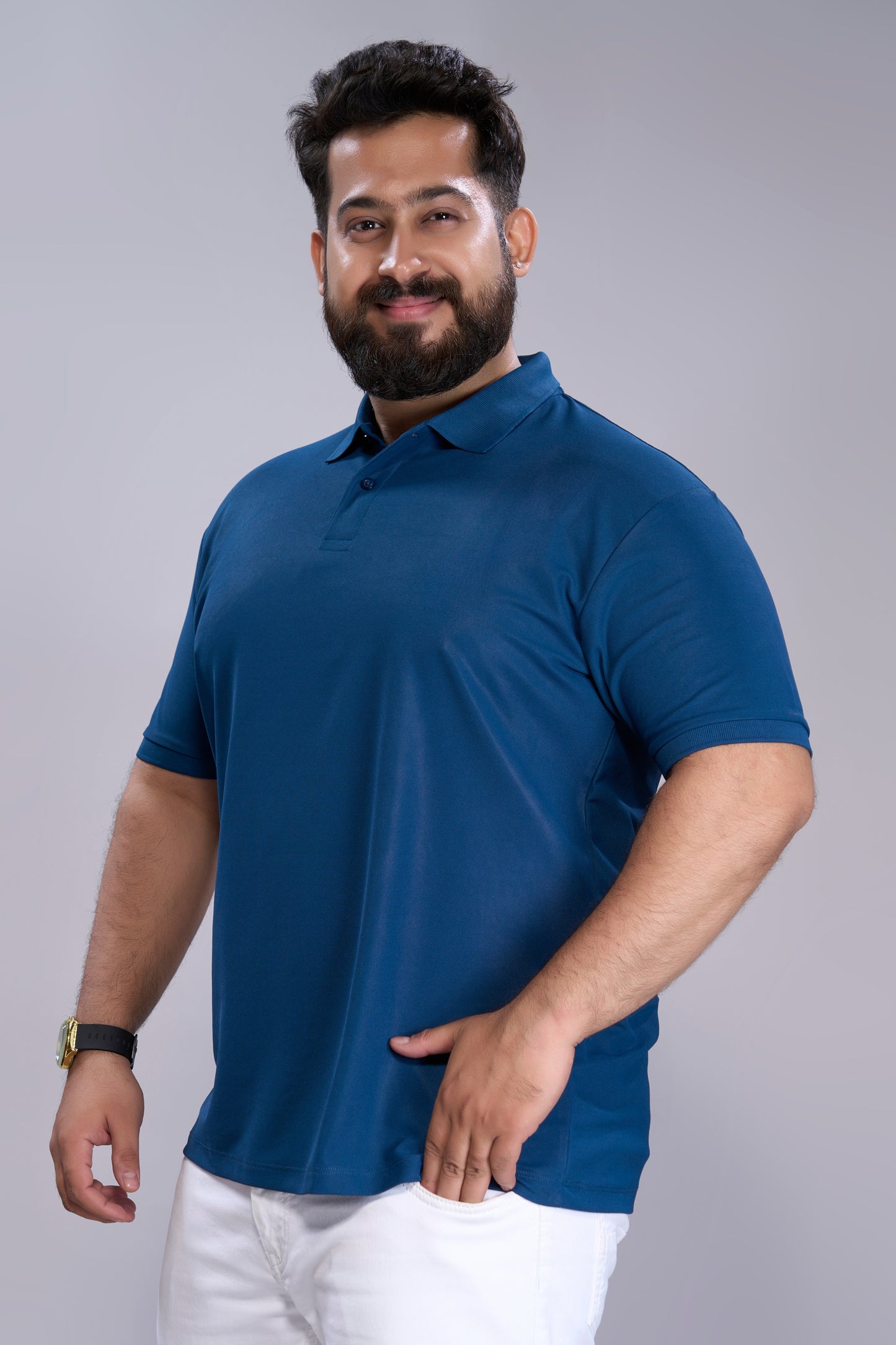 Teal Navy - Smart Tech Polo Plus Size