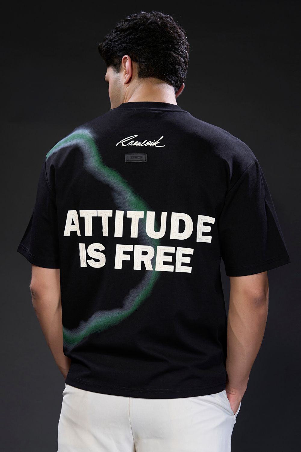 Black Attitude Print - Oversize T-shirt