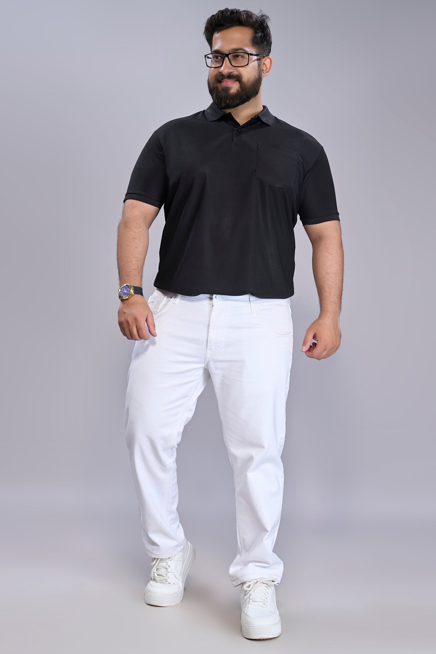Black - Smart Tech Pocket Polo Plus Size