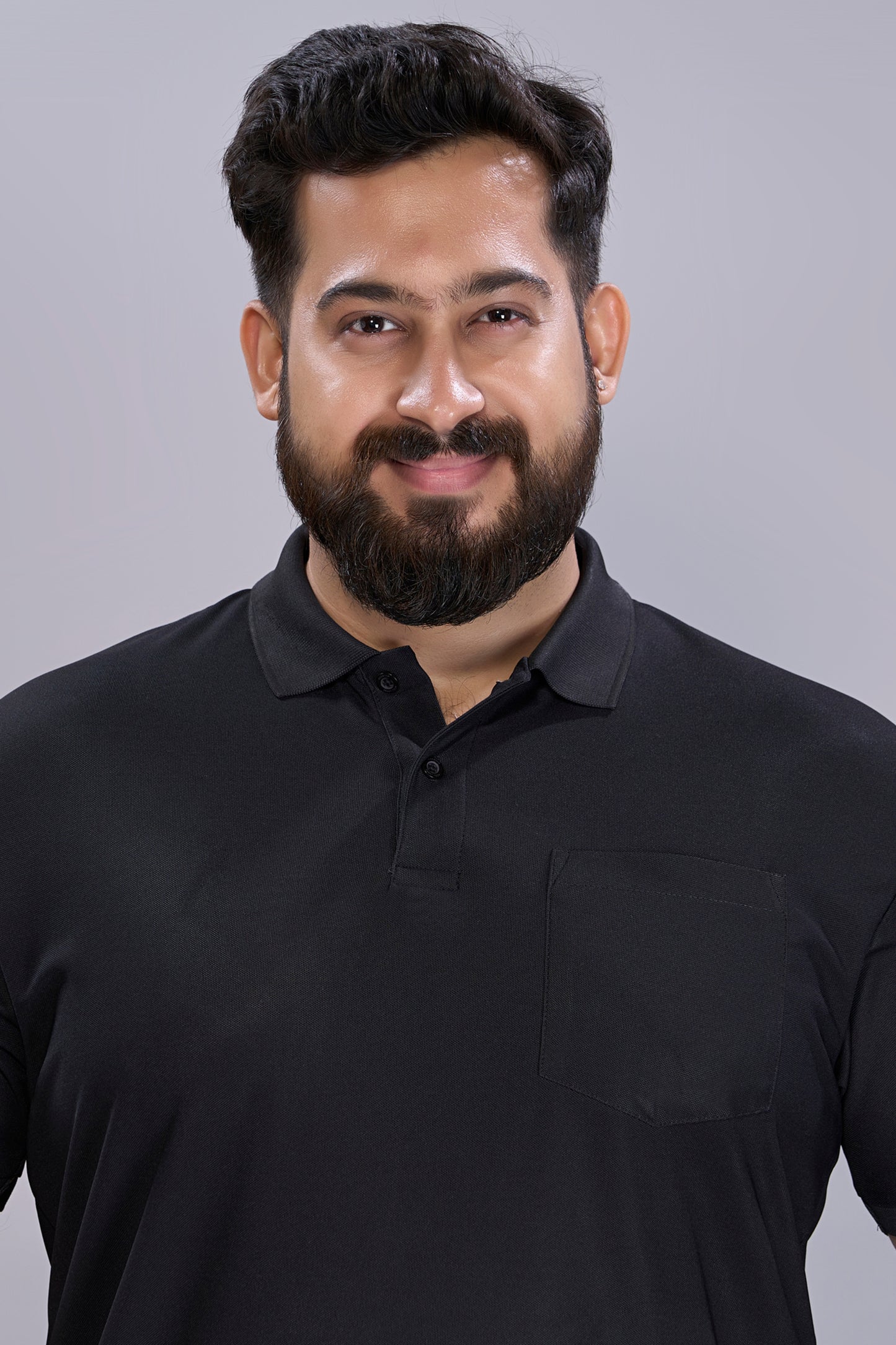 Black - Smart Tech Pocket Polo Plus Size