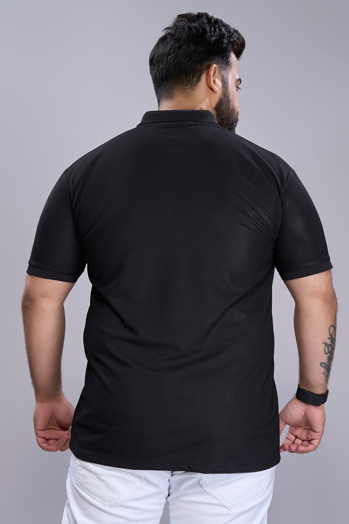 Black - Smart Tech Pocket Polo Plus Size