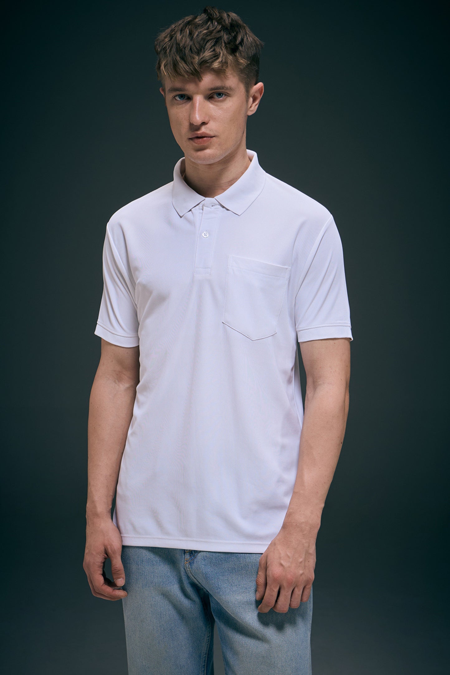 White Smart Tech Pocket + Polo T-shirts Maxzone Clothing