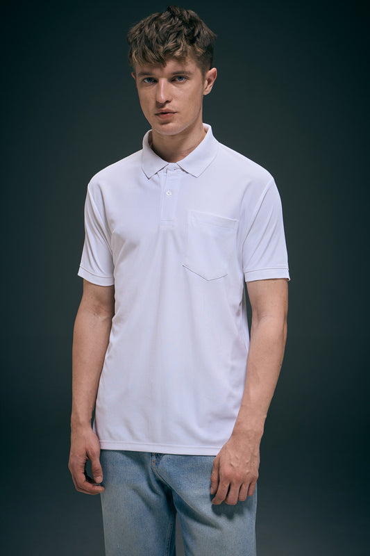 White Smart Tech Pocket + Polo T-shirts Maxzone Clothing