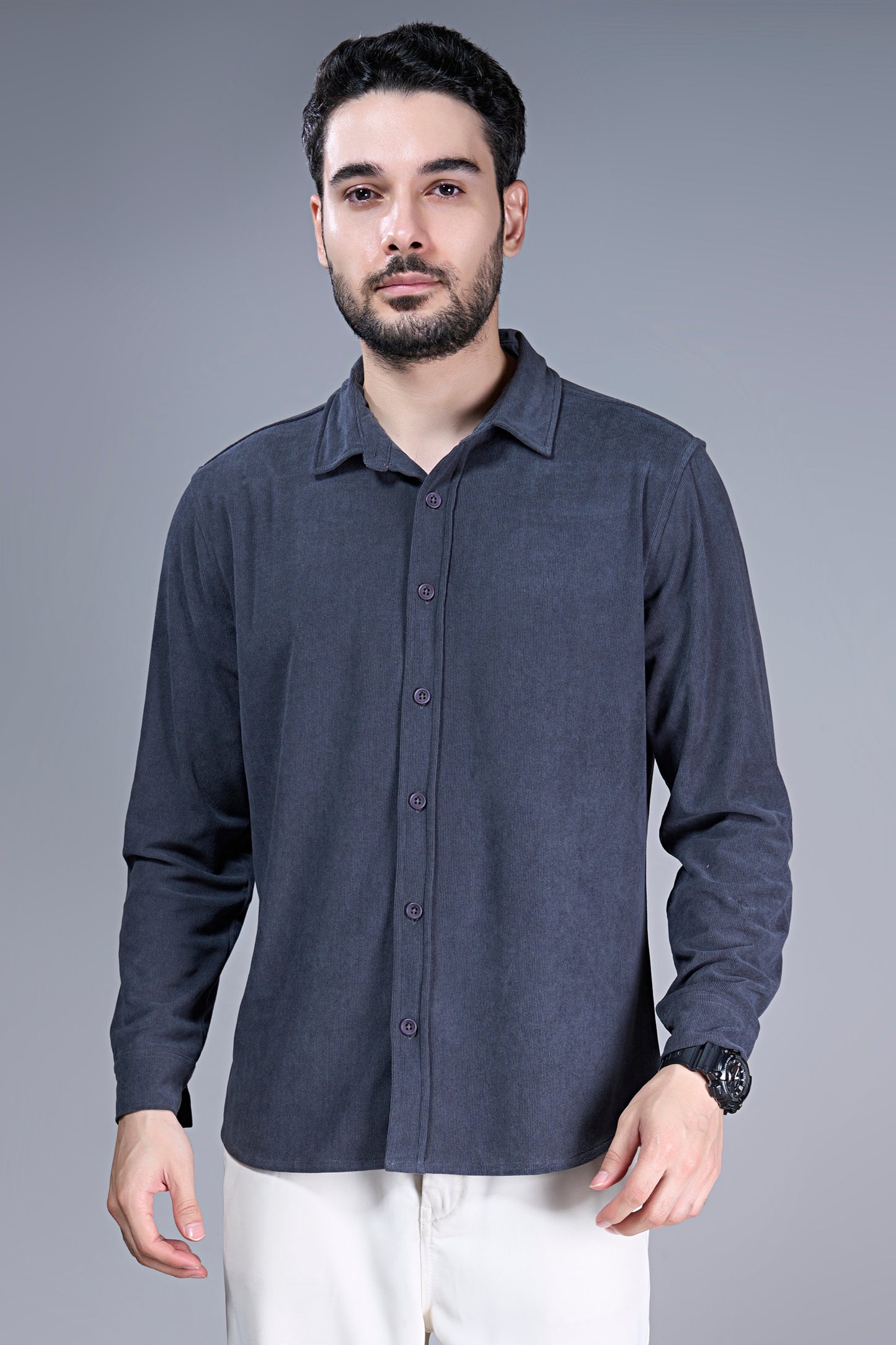 Teal Navy - Corduroy Shirt