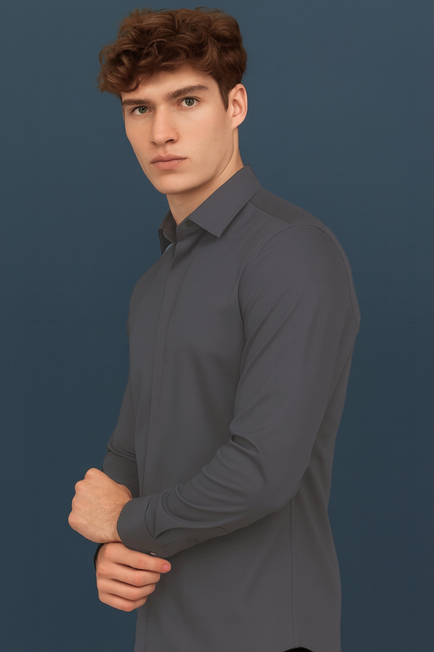 Grey - Hidden Placket Stitchless Shirt