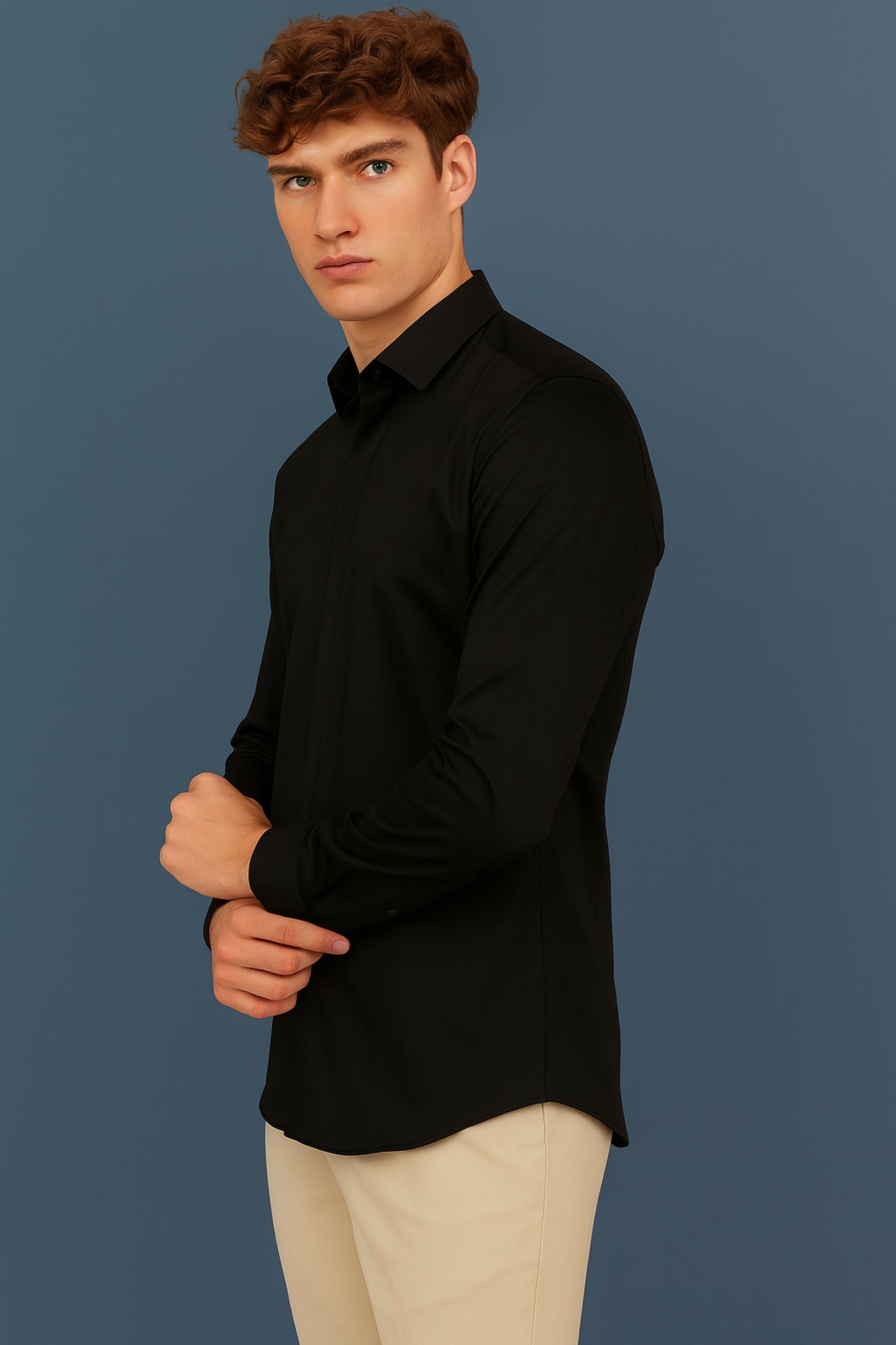 Black - Hidden Placket Stitchless Shirt