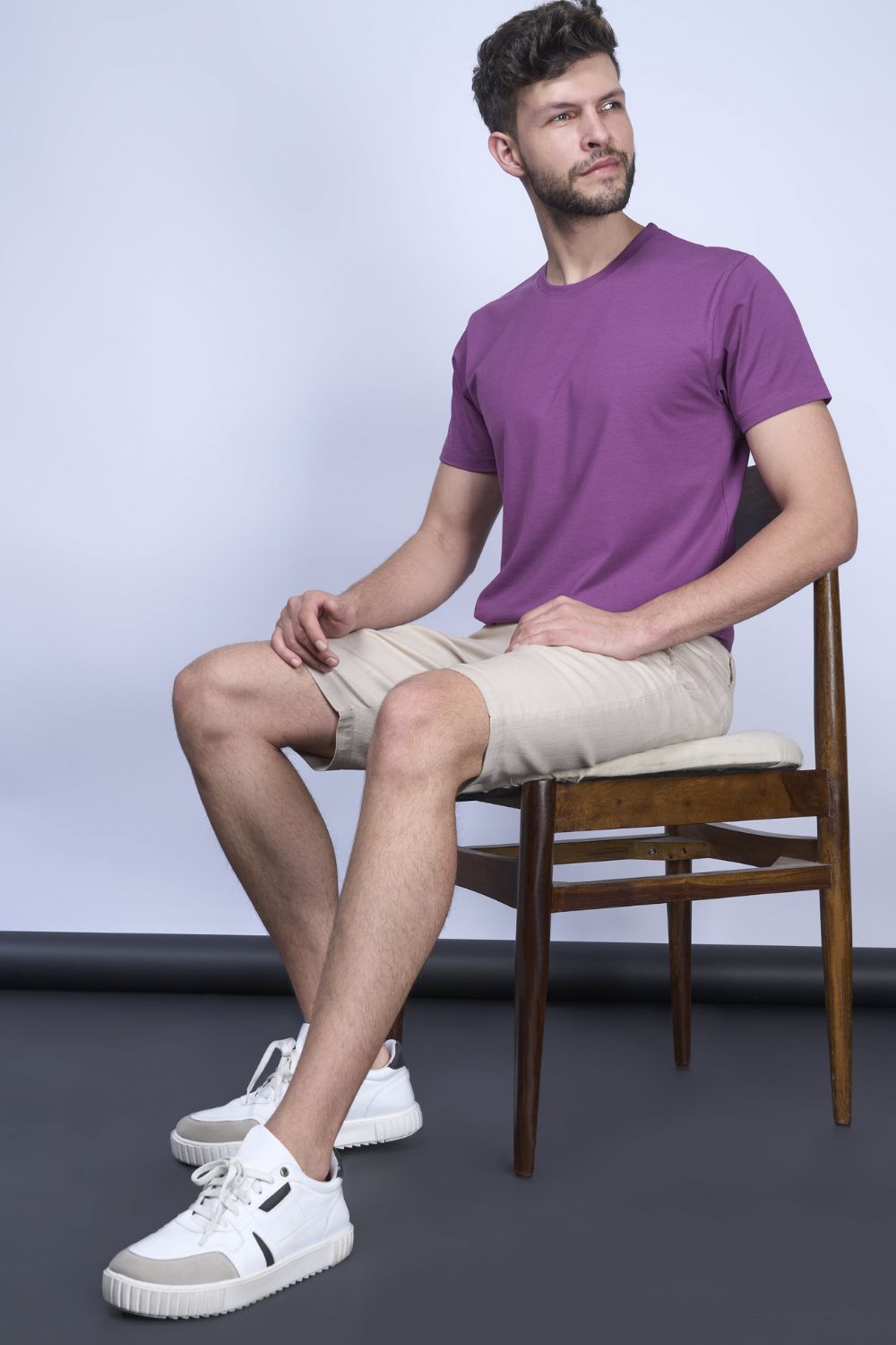 A model wearing Iconic: Red colored Label Free Cotton Short Boxers for Men with side pocket.