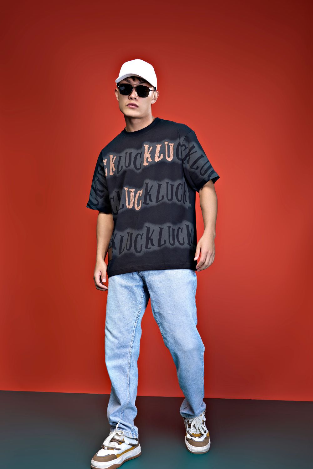 Black Print Oversized T-Shirt T-shirts Maxzone Clothing