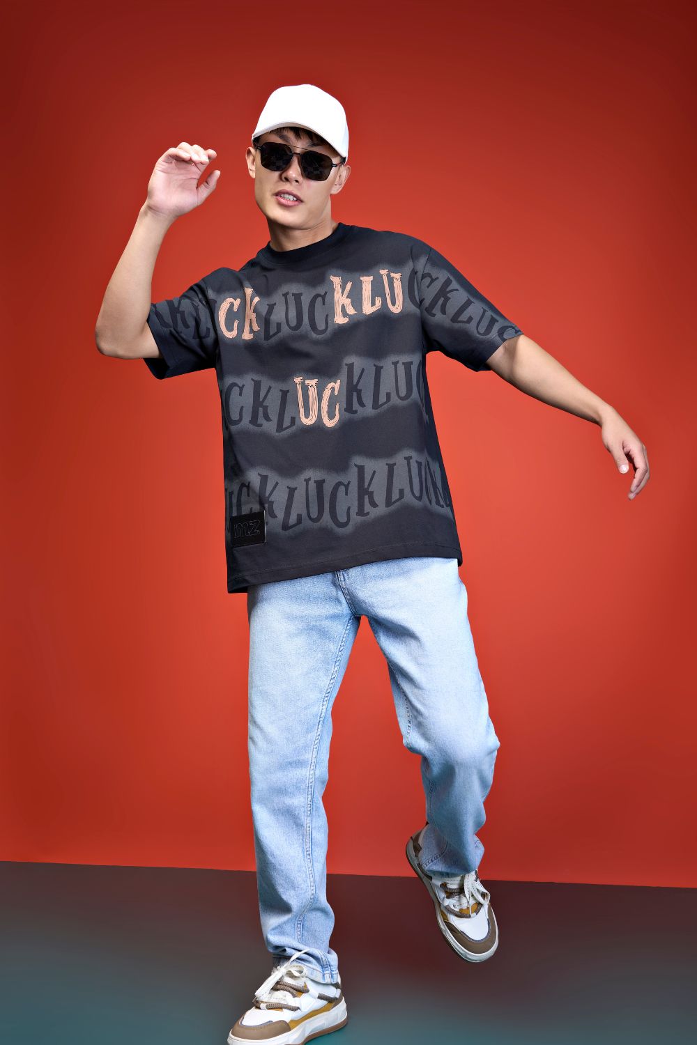 Black Print Oversized T-Shirt T-shirts Maxzone Clothing