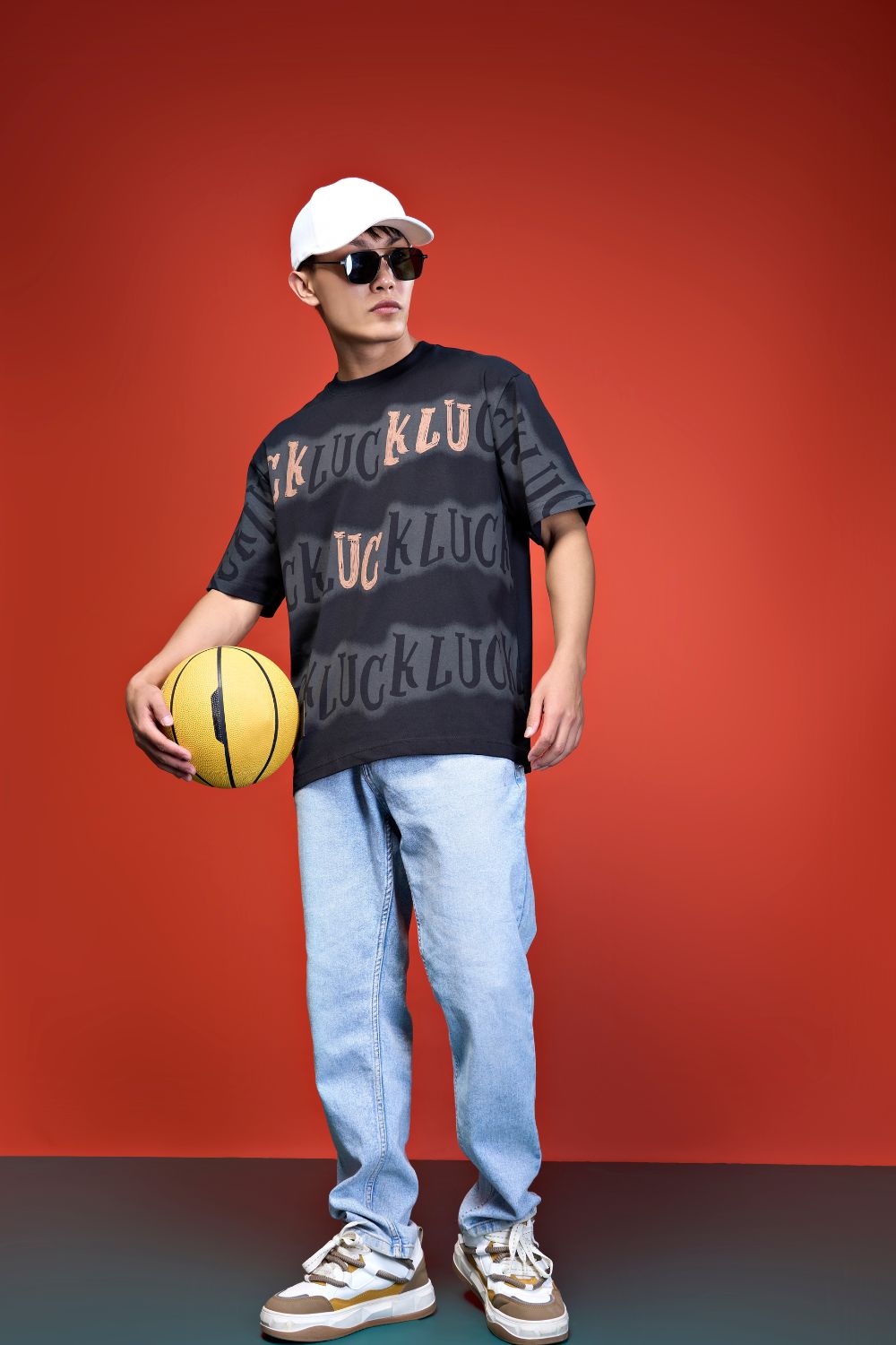 Black Print Oversized T-Shirt T-shirts Maxzone Clothing