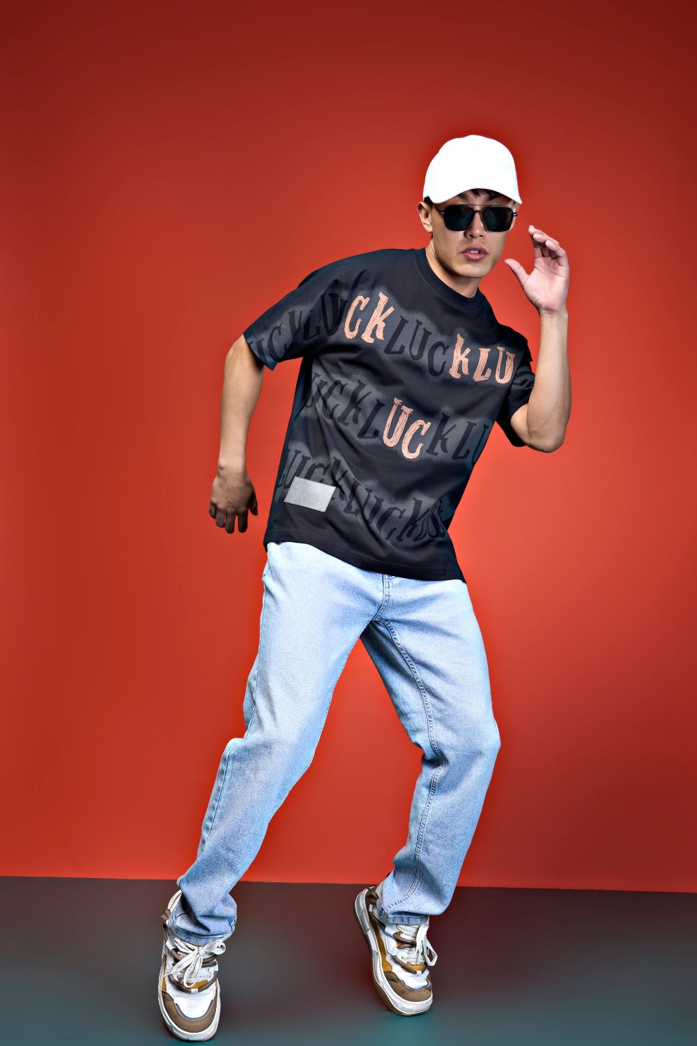 Black Print Oversized T-Shirt T-shirts Maxzone Clothing